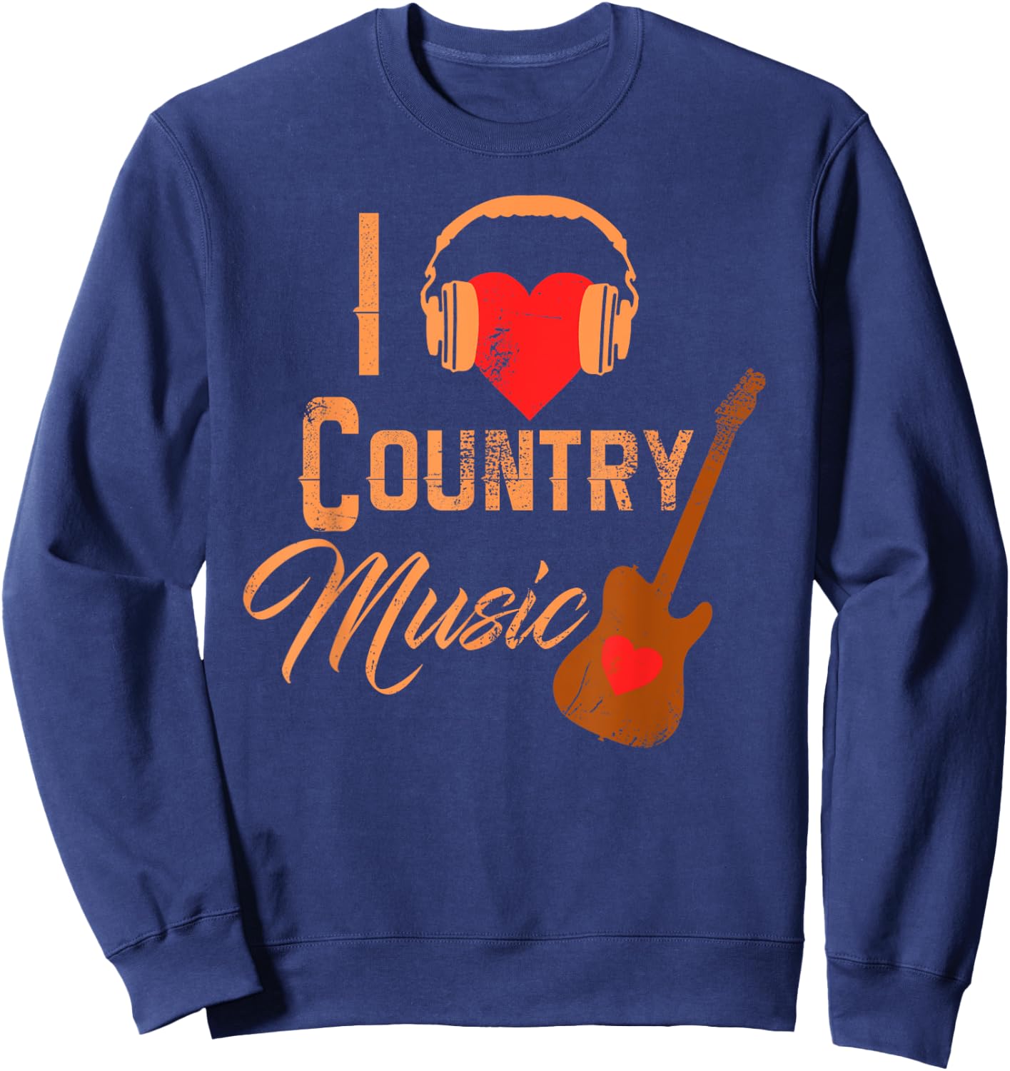 I Love Country Music Shirt Heart Design Country Western Sweatshirt - Sweatshirt | Navy