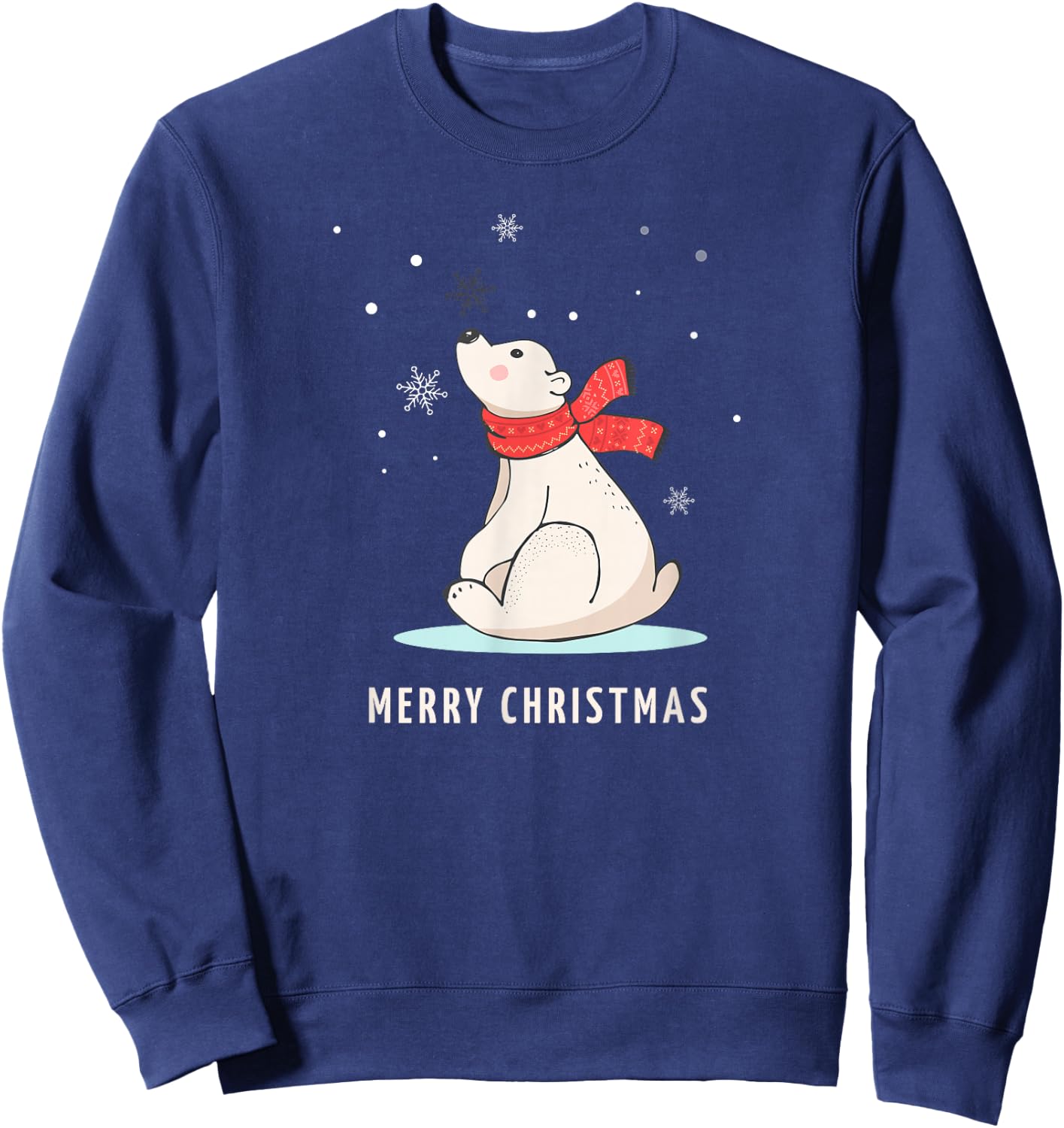 Cute Funny & Unique Christmas Polar Bear & Snow Gift Sweatshirt - Sweatshirt | Navy