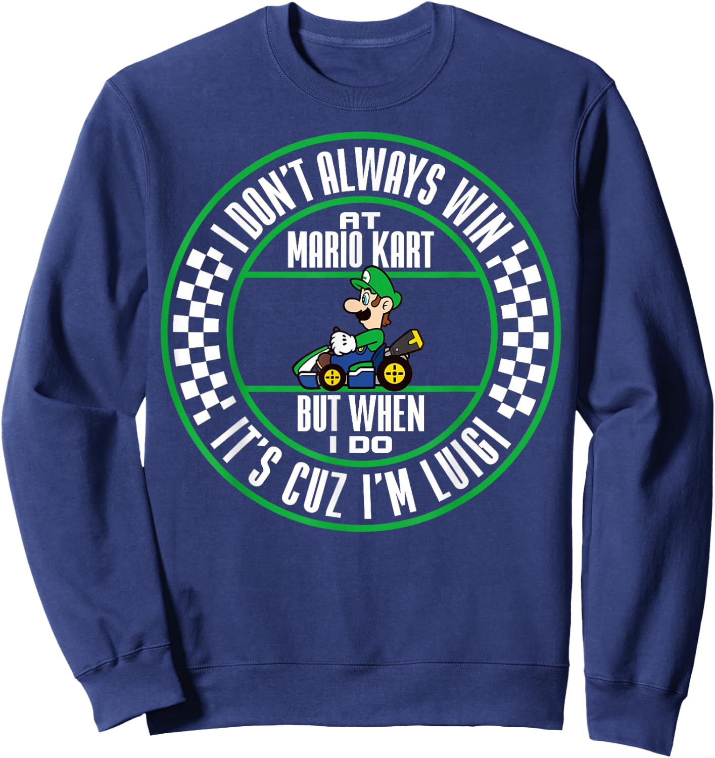 Nintendo Mario Kart Winning As Luigi Graphic Sweatshirt - Sweatshirt | Navy