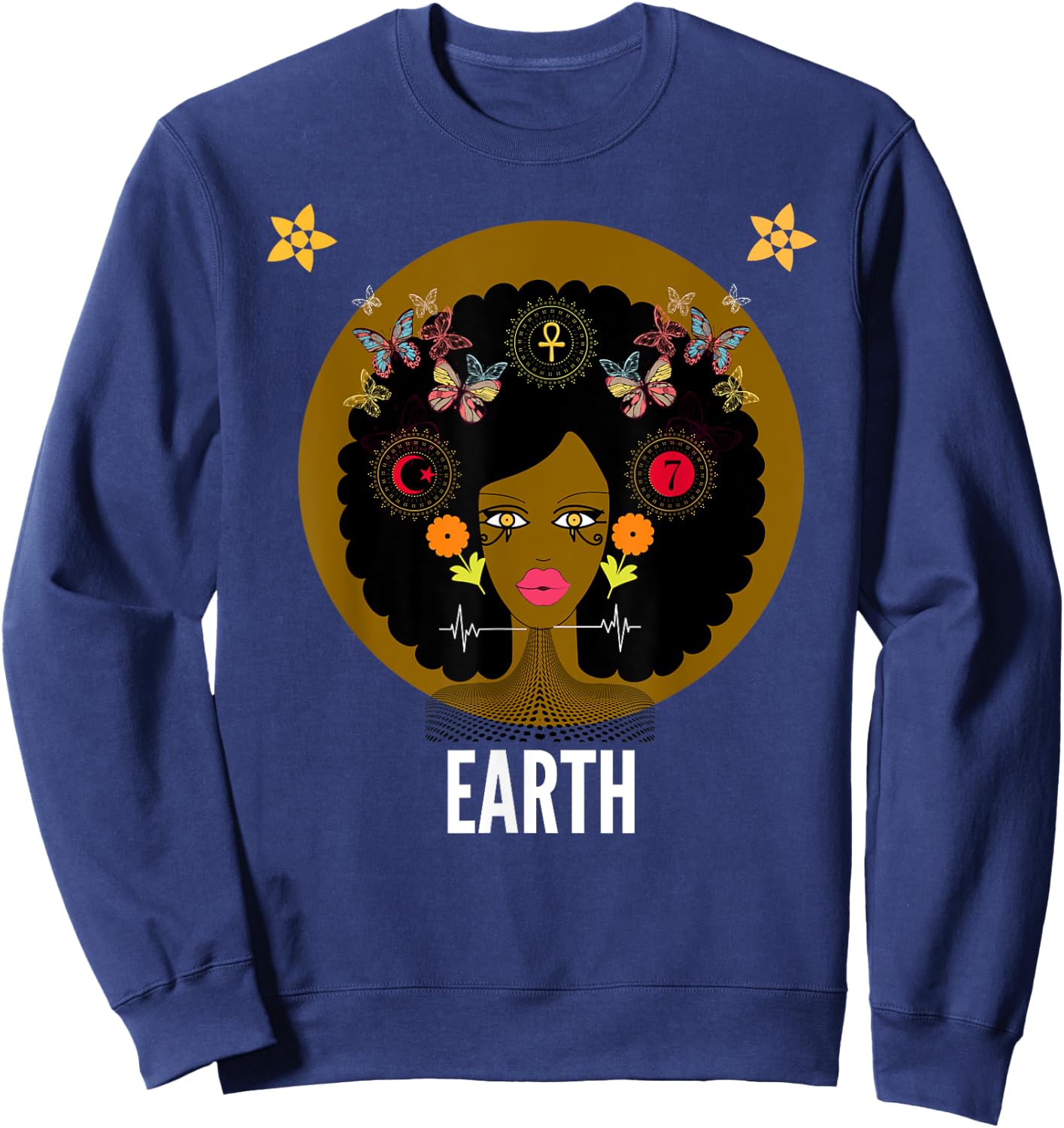 Earth - Black Woman Mother Earth Sweatshirt - Sweatshirt | Navy