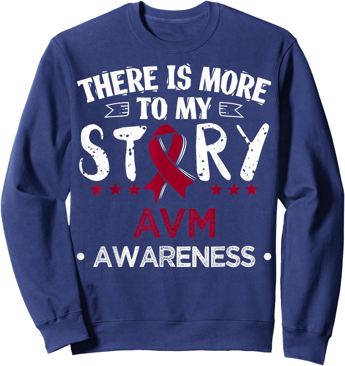 Arteriovenous Malformation Burgundy Awareness Ribbon Sweatshirt - Sweatshirt | Navy