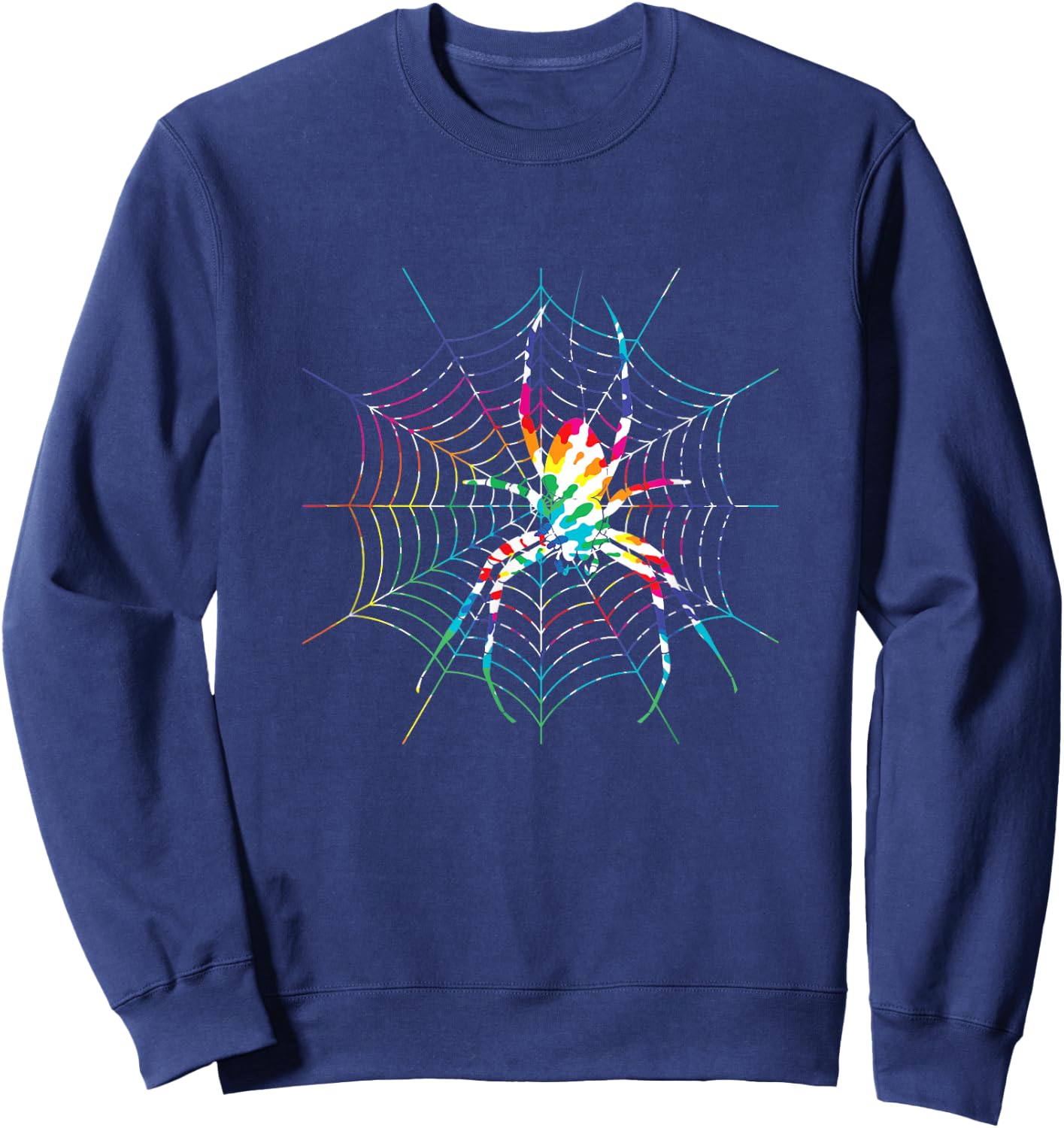 Fun Hippie Rainbow Tie Dye Spider Web Sweatshirt - Sweatshirt | Navy