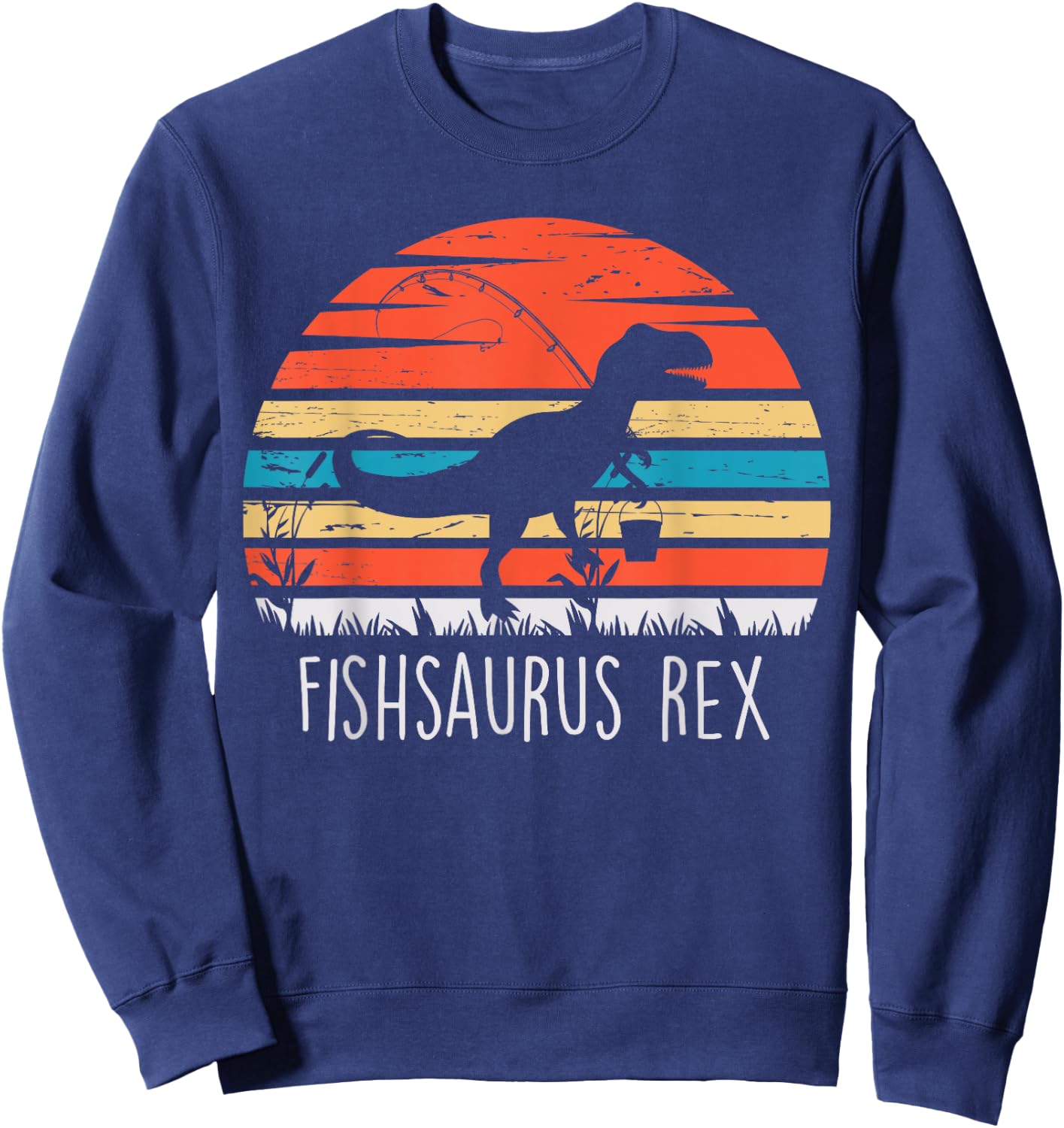Fishing Gifts Shirt For Boys Fishsaurus T Rex Dinosaur Sweatshirt - Sweatshirt | Navy