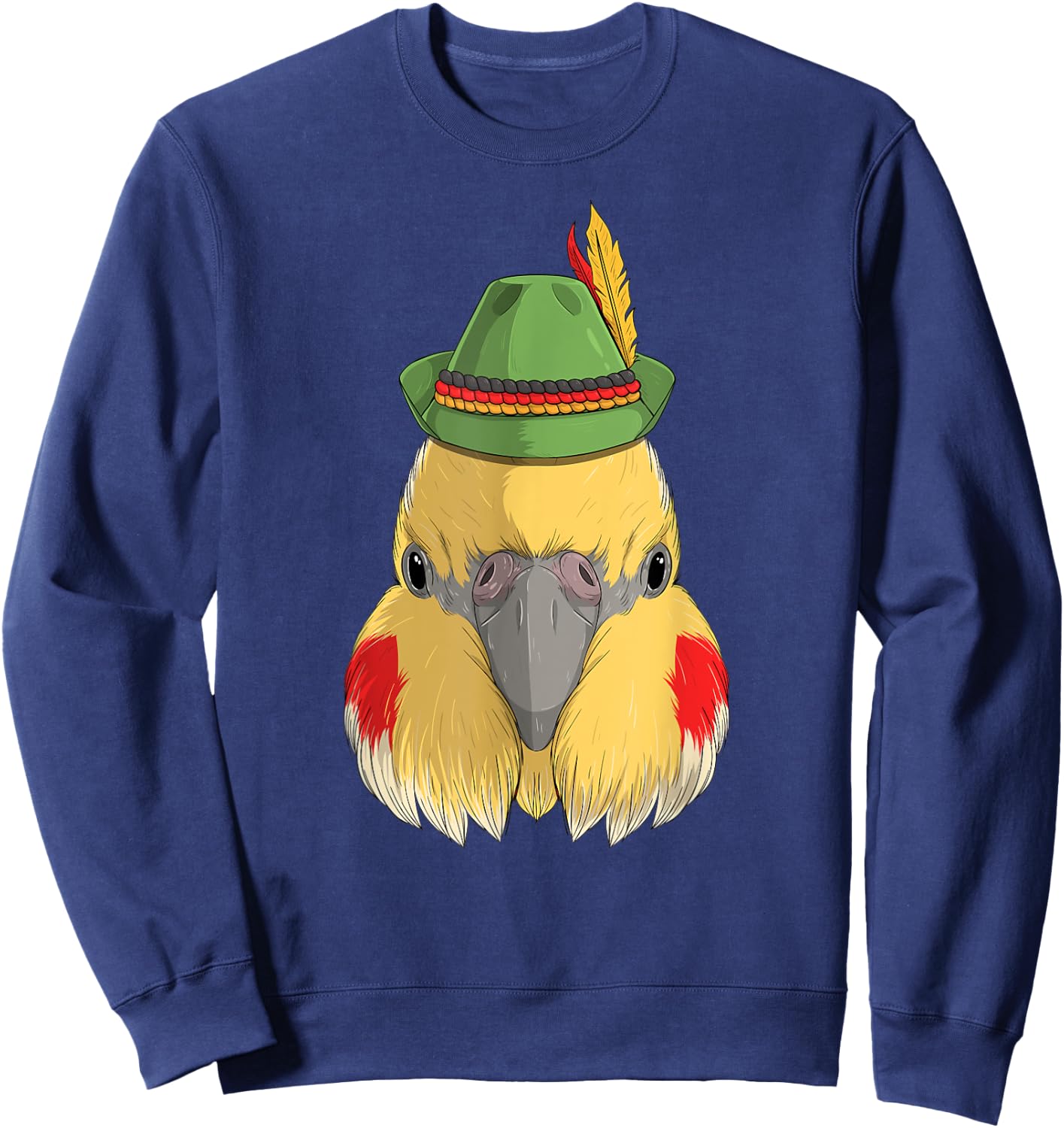 Cockatiel Bird Oktoberfest German Bavarian Alpine Hat Parrot Sweatshirt - Sweatshirt | Navy