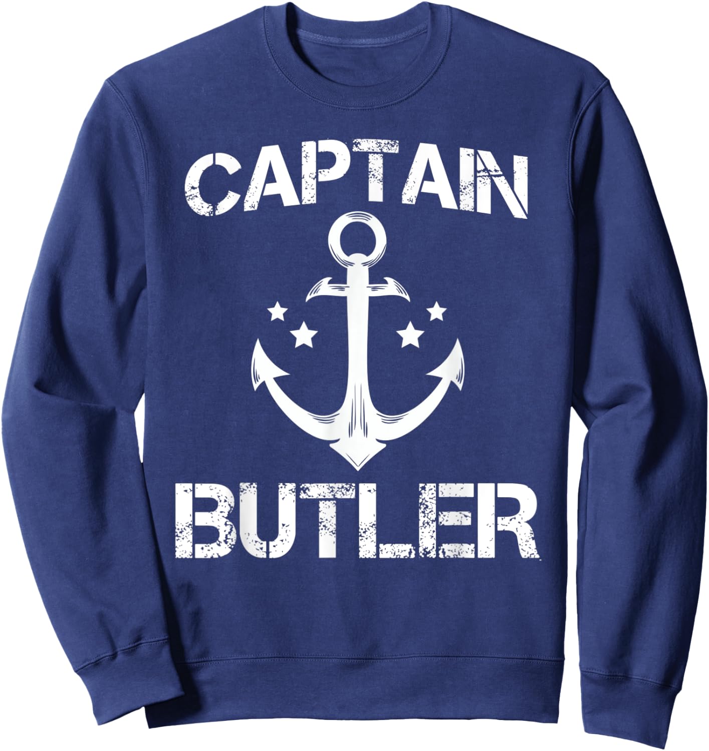 CAPTAIN BUTLER Funny Birthday Personalized Surname Clan Gift Sweatshirt - Sweatshirt | Navy