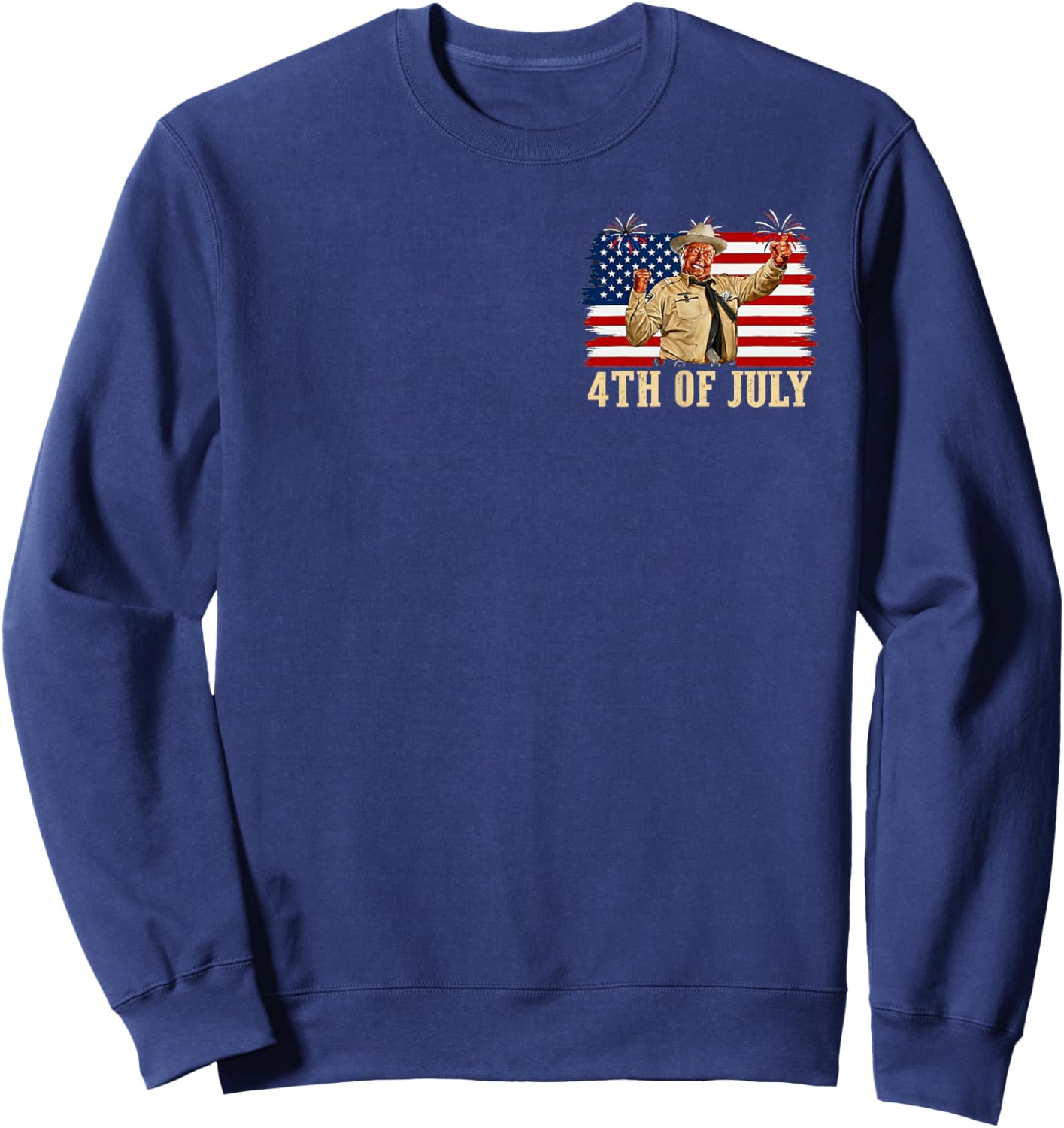 (2 Sides) Happy 4th of July to All You Sumbitches Patriotic Sweatshirt - Sweatshirt | Navy