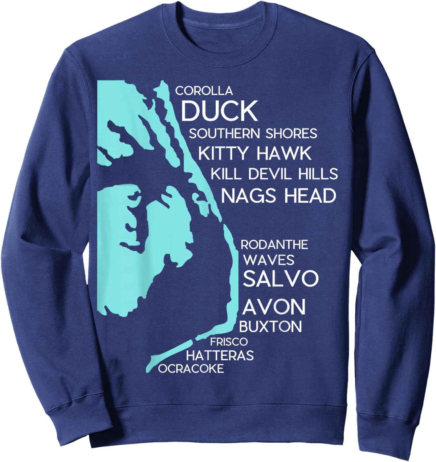 Outer Banks North Carolina T Shirt Map OBX NC Souvenir Sweatshirt - Sweatshirt | Navy