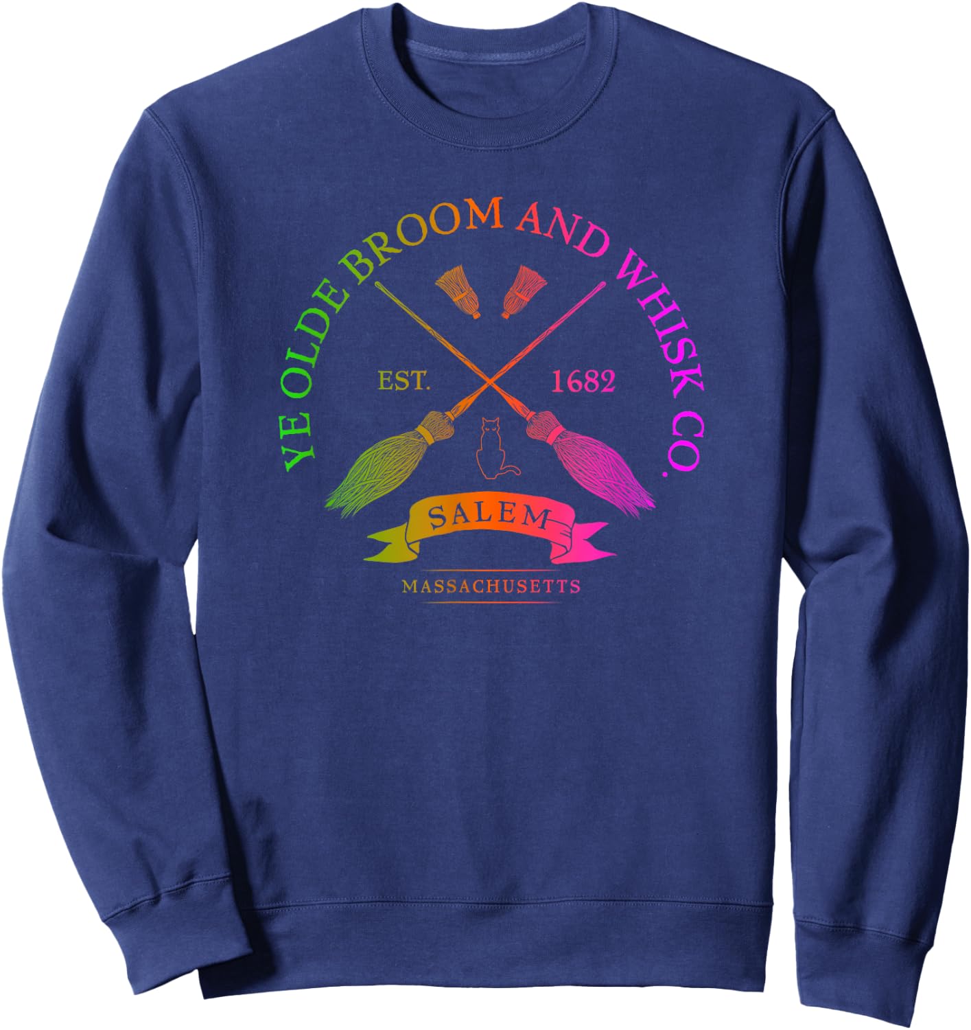Ye Olde Broom Co - Salem Mass. Est. 1682 Halloween Sweatshirt - Sweatshirt | Navy