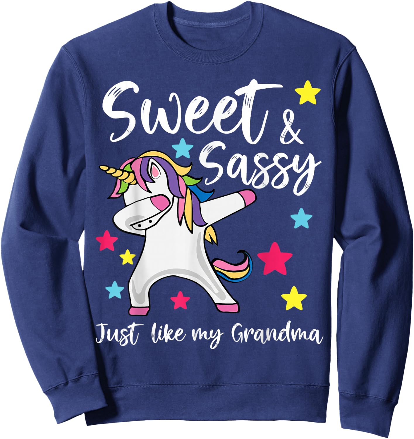 Sassy Like My Grandma Unicorn Matching Nana & Granddaughter Sweatshirt - Sweatshirt | Navy