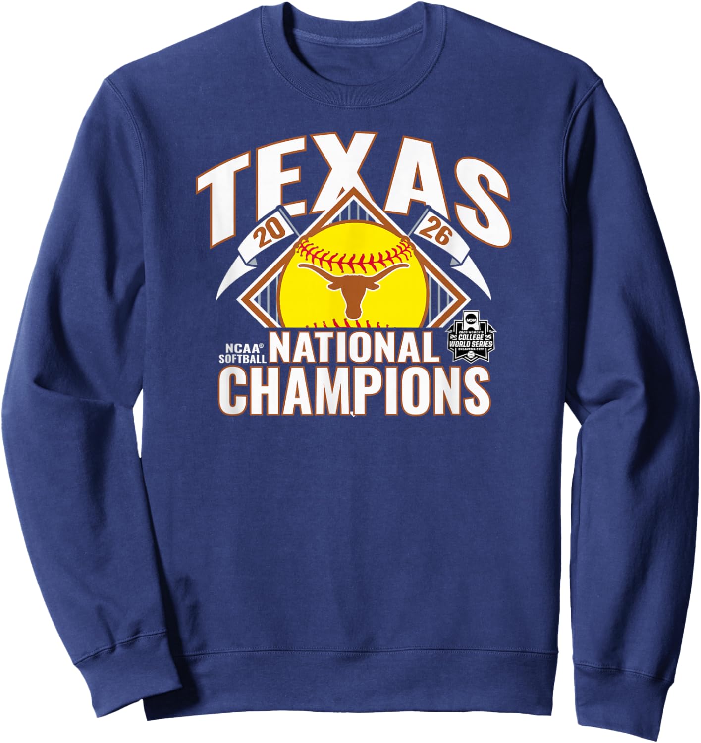 Texas Longhorns National Champs 2026 Softball WCWS Bracket Sweatshirt - Sweatshirt | Navy