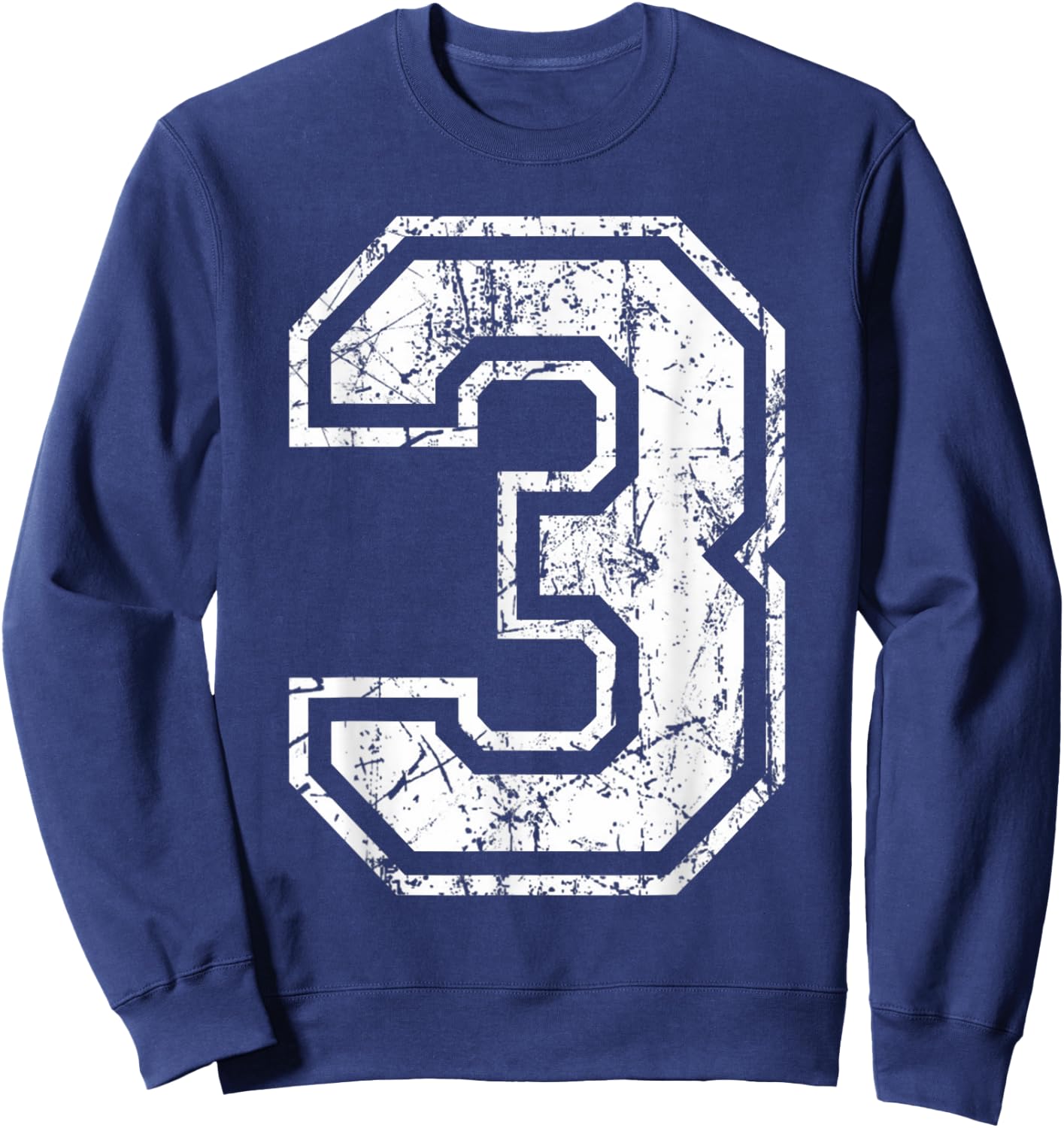 Sports Jersey Grunge Number 3 Fan Team Player Birthday Gift Sweatshirt - Sweatshirt | Navy