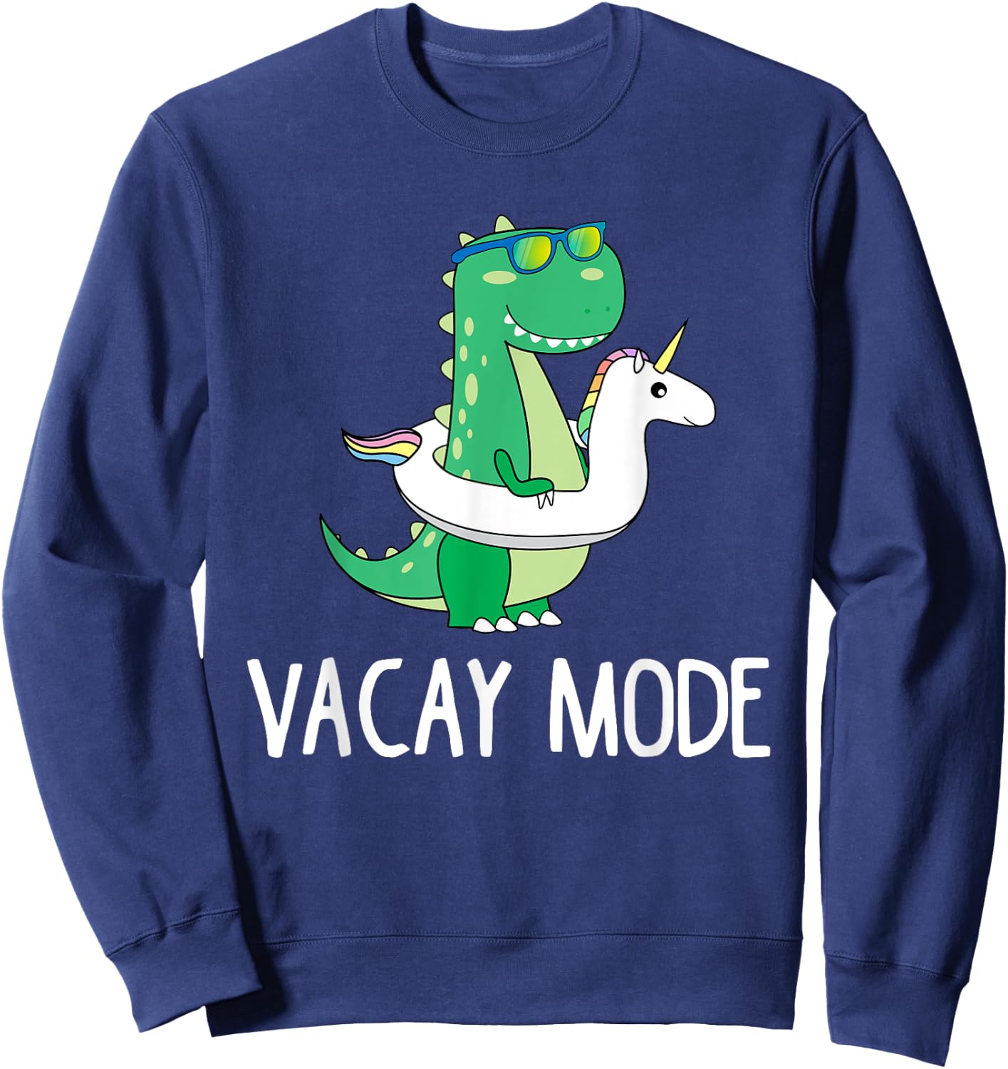 Vacay Mode Cute Dinosaur T Shirt Funny Family Vacation Gift Sweatshirt - Sweatshirt | Navy
