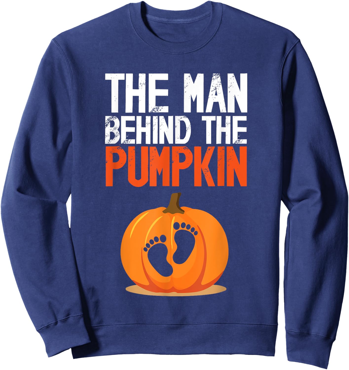 Halloween Man Behind The Pumpkin Cute Pregnancy Announcement Sweatshirt - Sweatshirt | Navy
