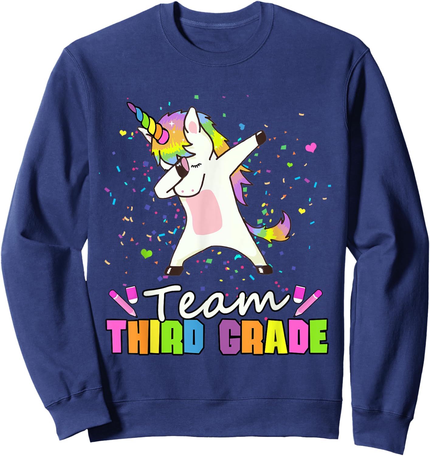 Team Third Grade Unicorn Team 3rd Grade Sweatshirt - Sweatshirt | Navy