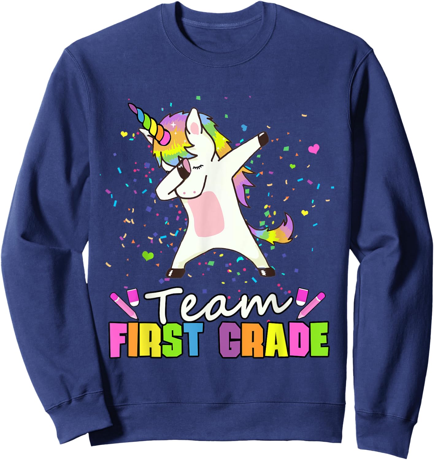 Team First Grade Unicorn 1st Grade Squad Sweatshirt - Sweatshirt | Navy
