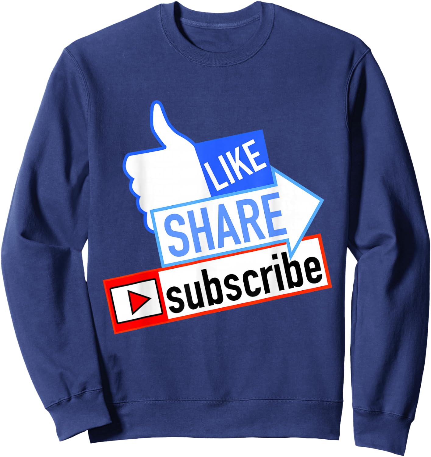 Social Media Like Share Subscribe Sweatshirt - Sweatshirt | Navy