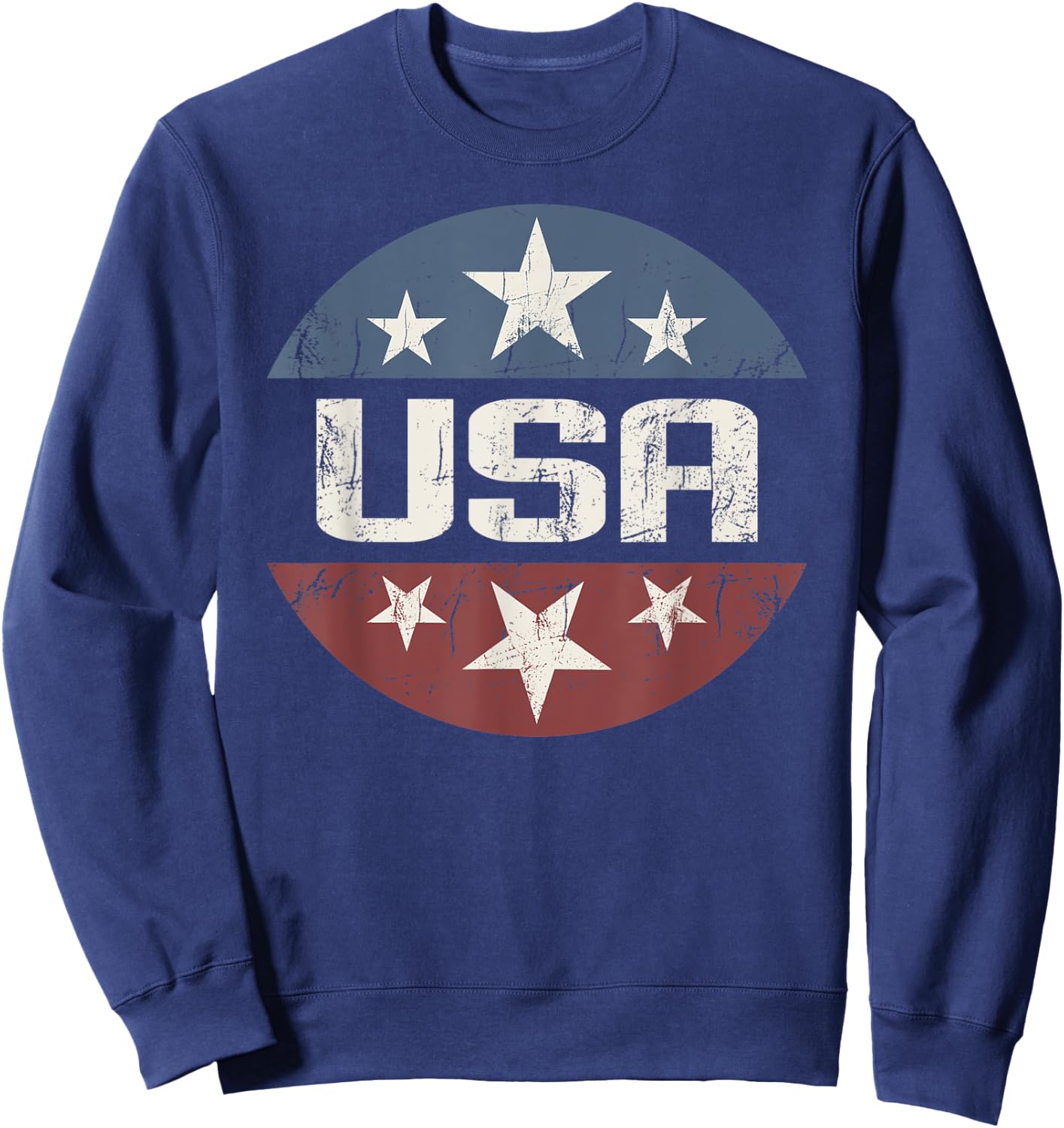 America Patriotic 4th of July Vintage Stars Logo USA Sweatshirt - Sweatshirt | Navy