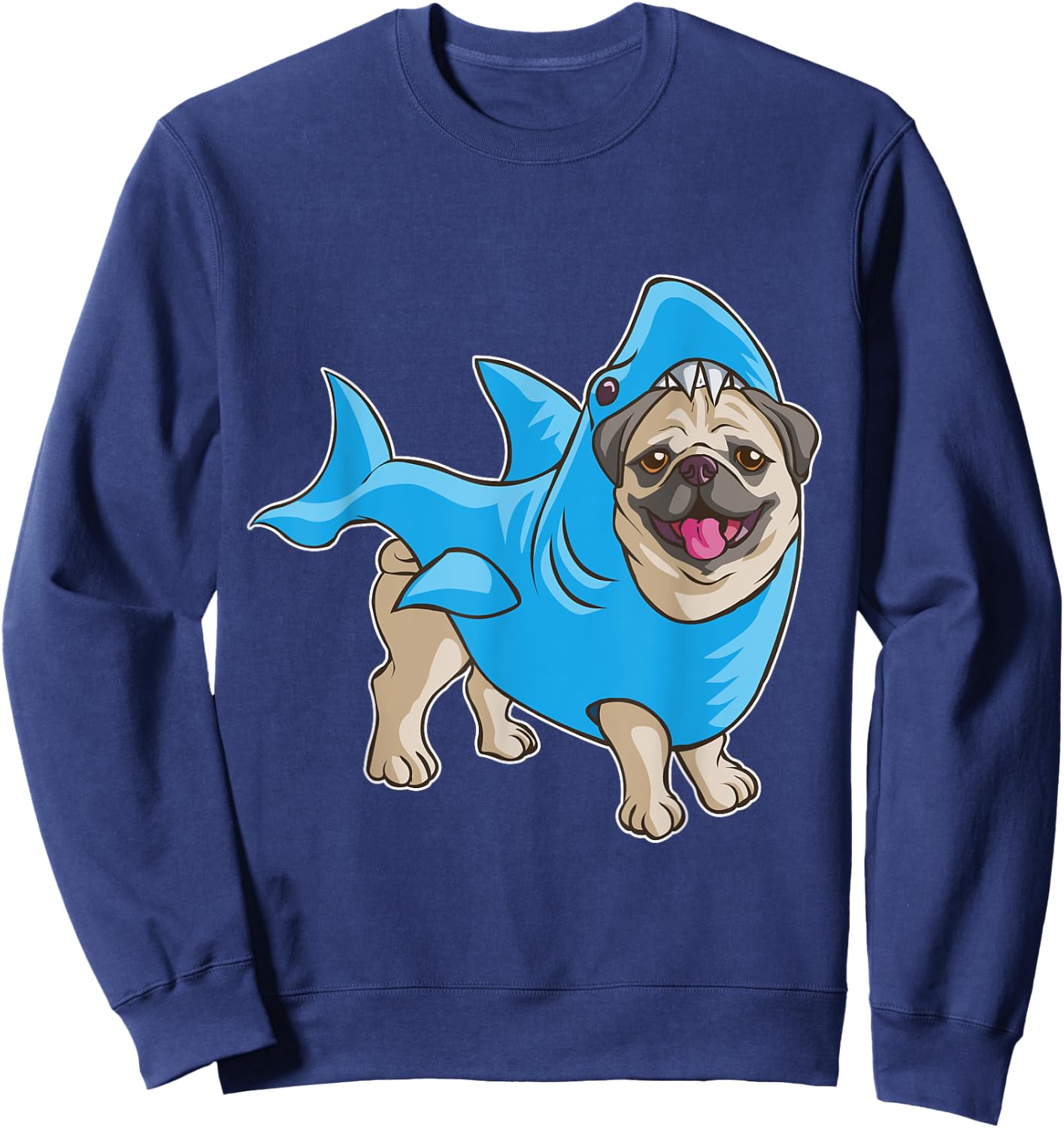 Pug Shark Shirt Funny Dog Suit Puppy Great White Gift Sweatshirt - Sweatshirt | Navy