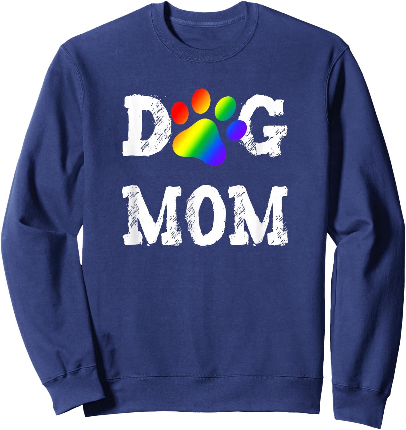 Lesbian Dog Mom Gift Gay Pride Dog Lover Rainbow Puppy Paw Women Kids Sweatshirt - Sweatshirt | Navy
