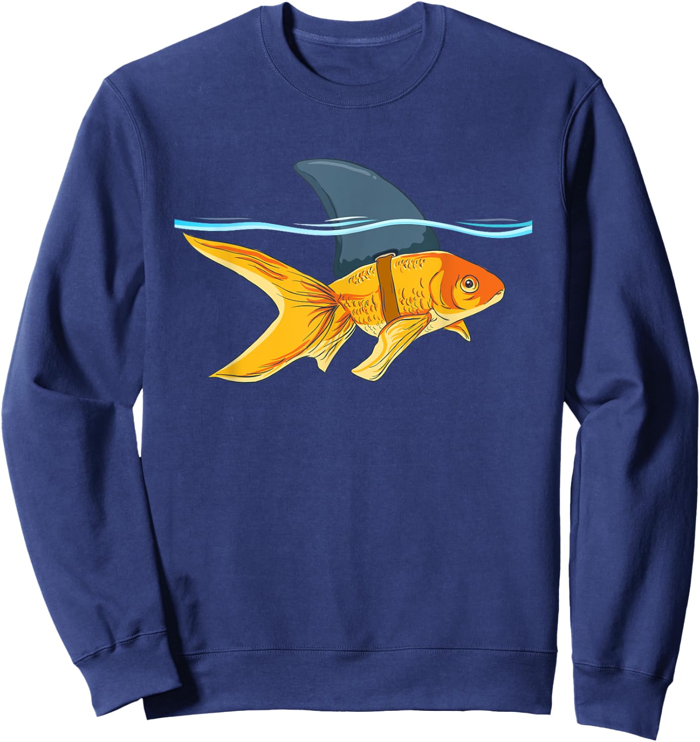 Goldfish with Fin Shark Funny Fish Sweatshirt - Sweatshirt | Navy