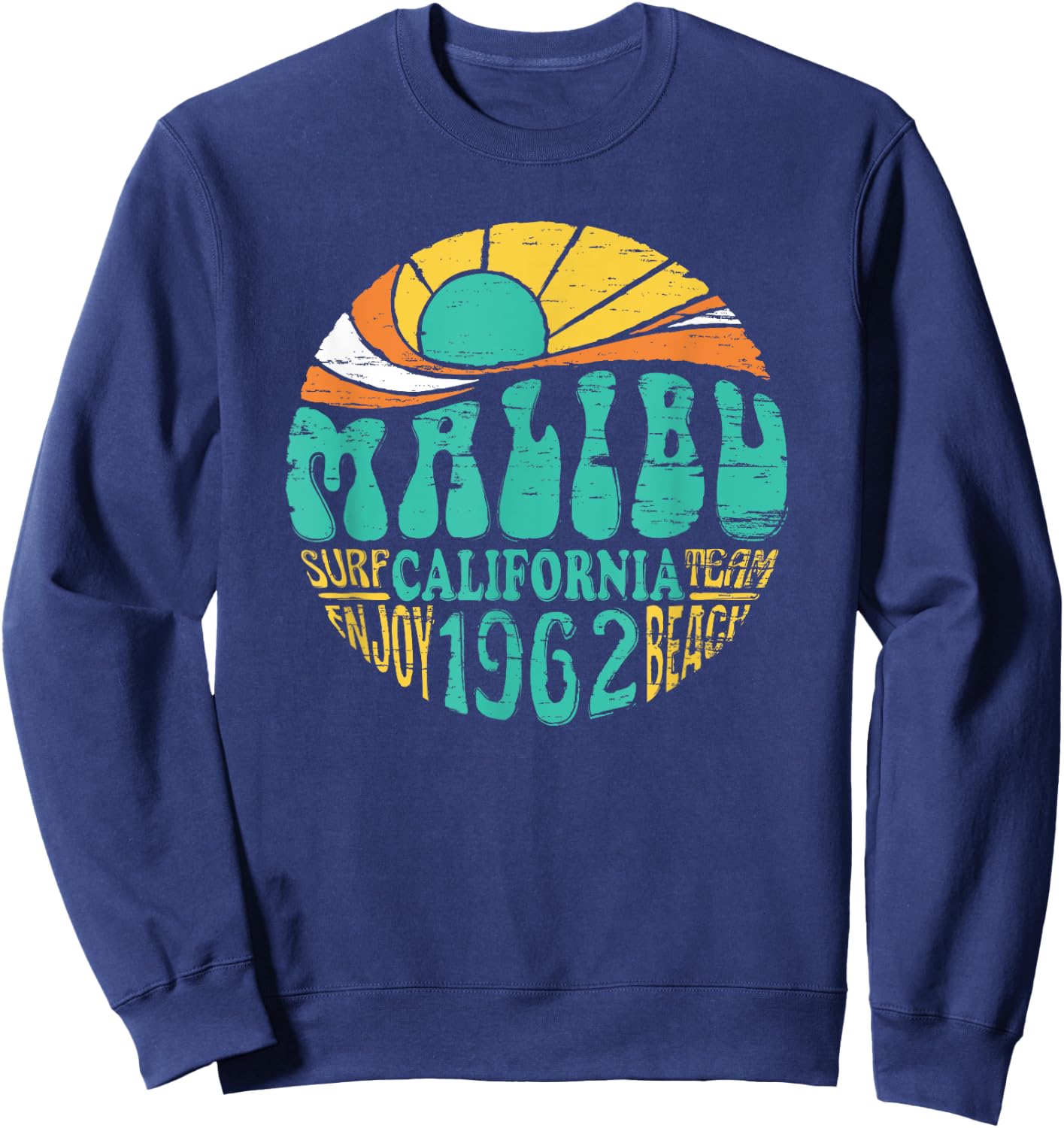 Malibu California Retro Surf Team Beach Shirt Women Kids Sweatshirt - Sweatshirt | Navy