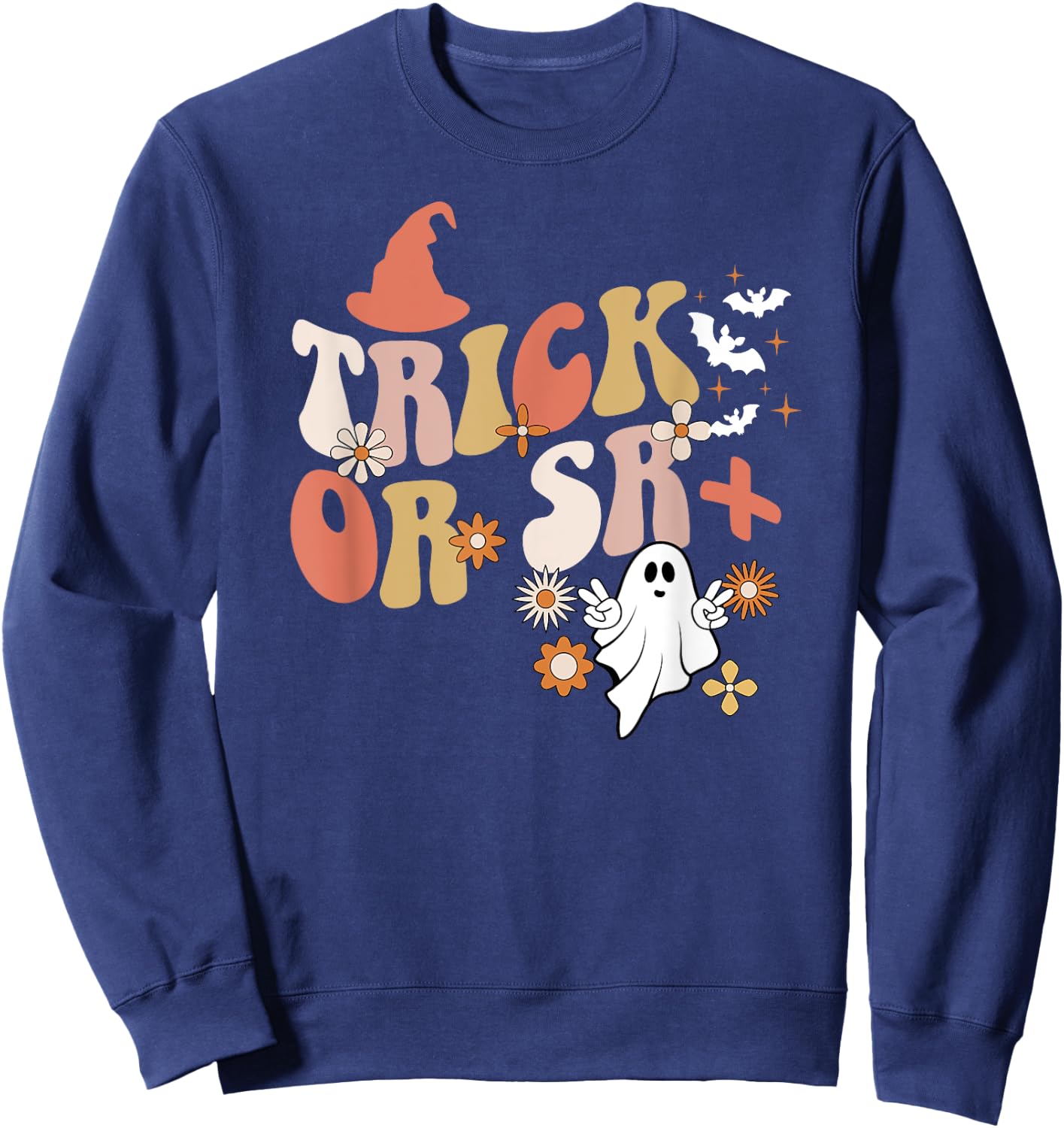 Trick Or SR+ Spooky ABA Therapist Halloween ABA Therapy Sweatshirt - Sweatshirt | Navy