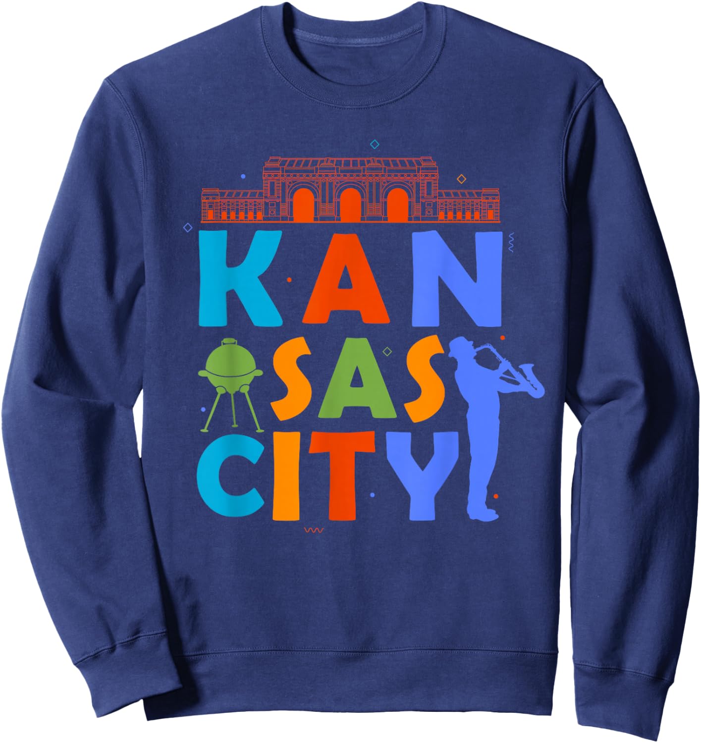 Kansas City Souvenir Jazz Music Saxophone Missouri Sweatshirt - Sweatshirt | Navy