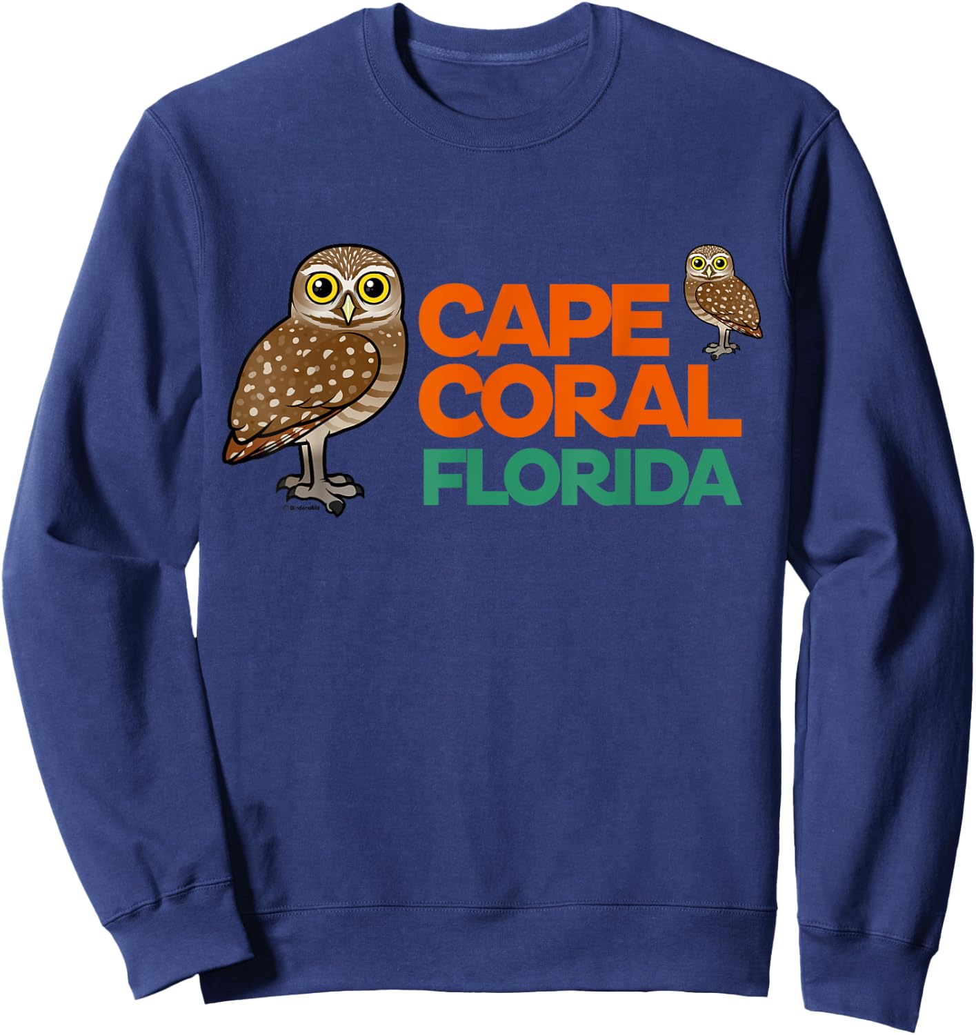 Cape Coral Florida Burrowing Owl Cute Cartoon Bird Sweatshirt - Sweatshirt | Navy