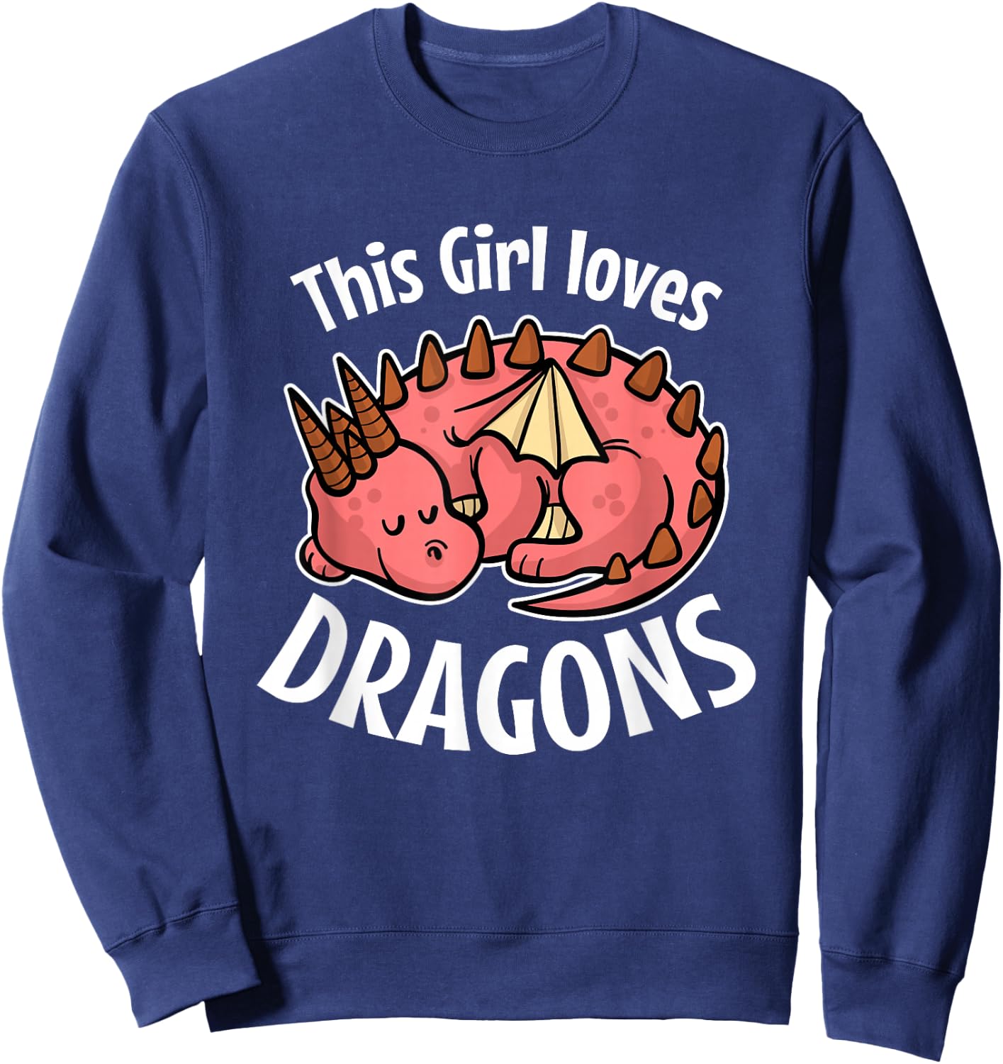 This Girl Loves Dragons Girls Women Dragon Lover Sweatshirt - Sweatshirt | Navy