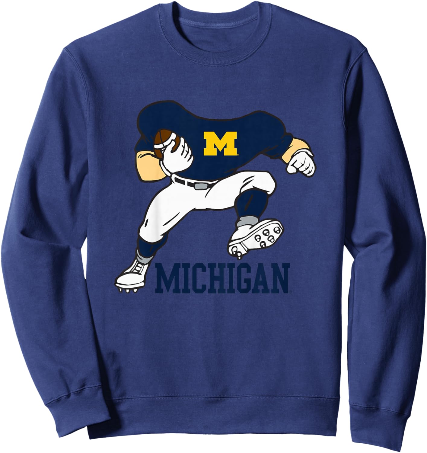 Kids Michigan Wolverines Kids Football Player Gray Sweatshirt - Sweatshirt | Navy