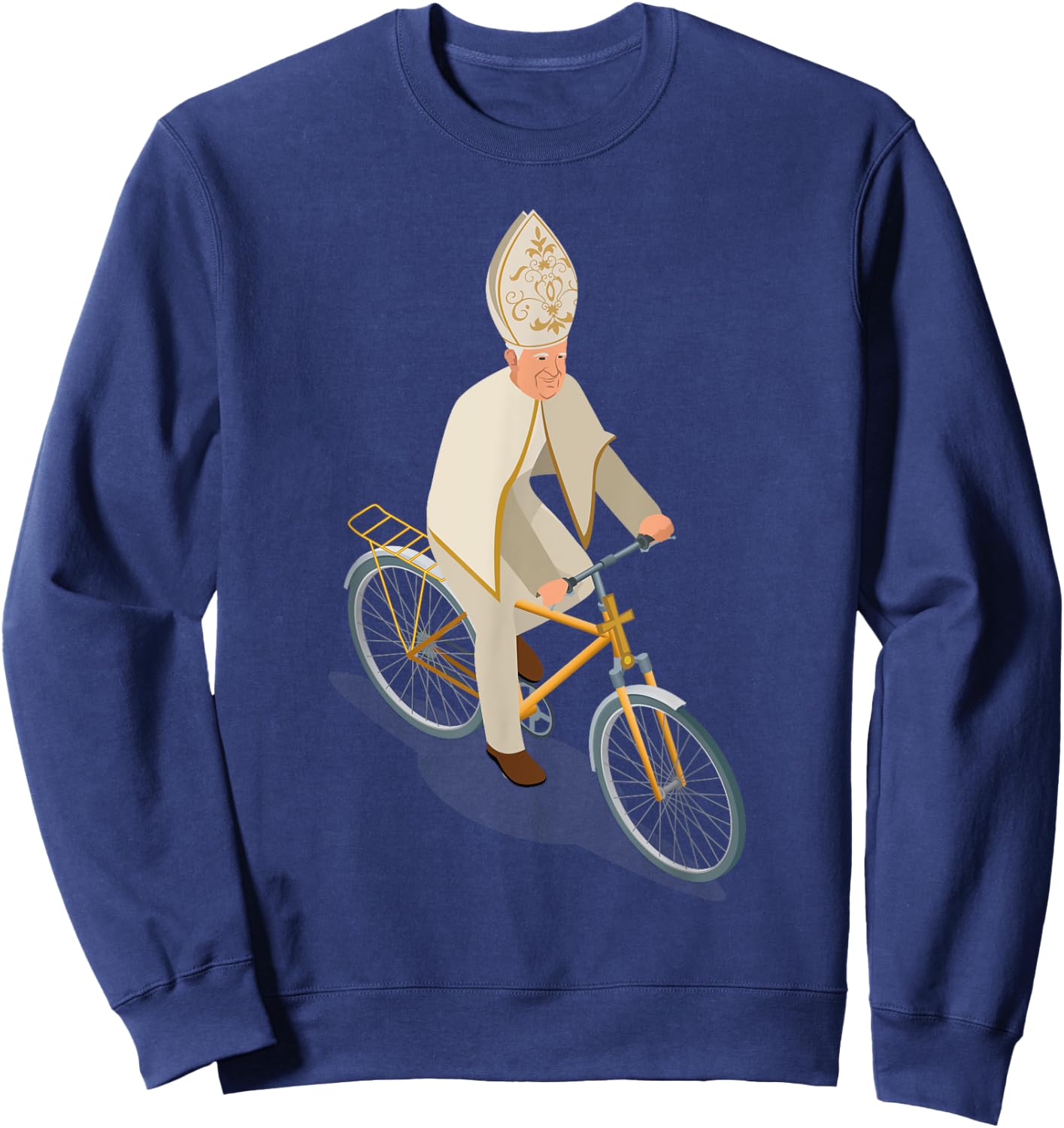 Pope Francis The Catholic Pope On A Bike Sweatshirt - Sweatshirt | Navy