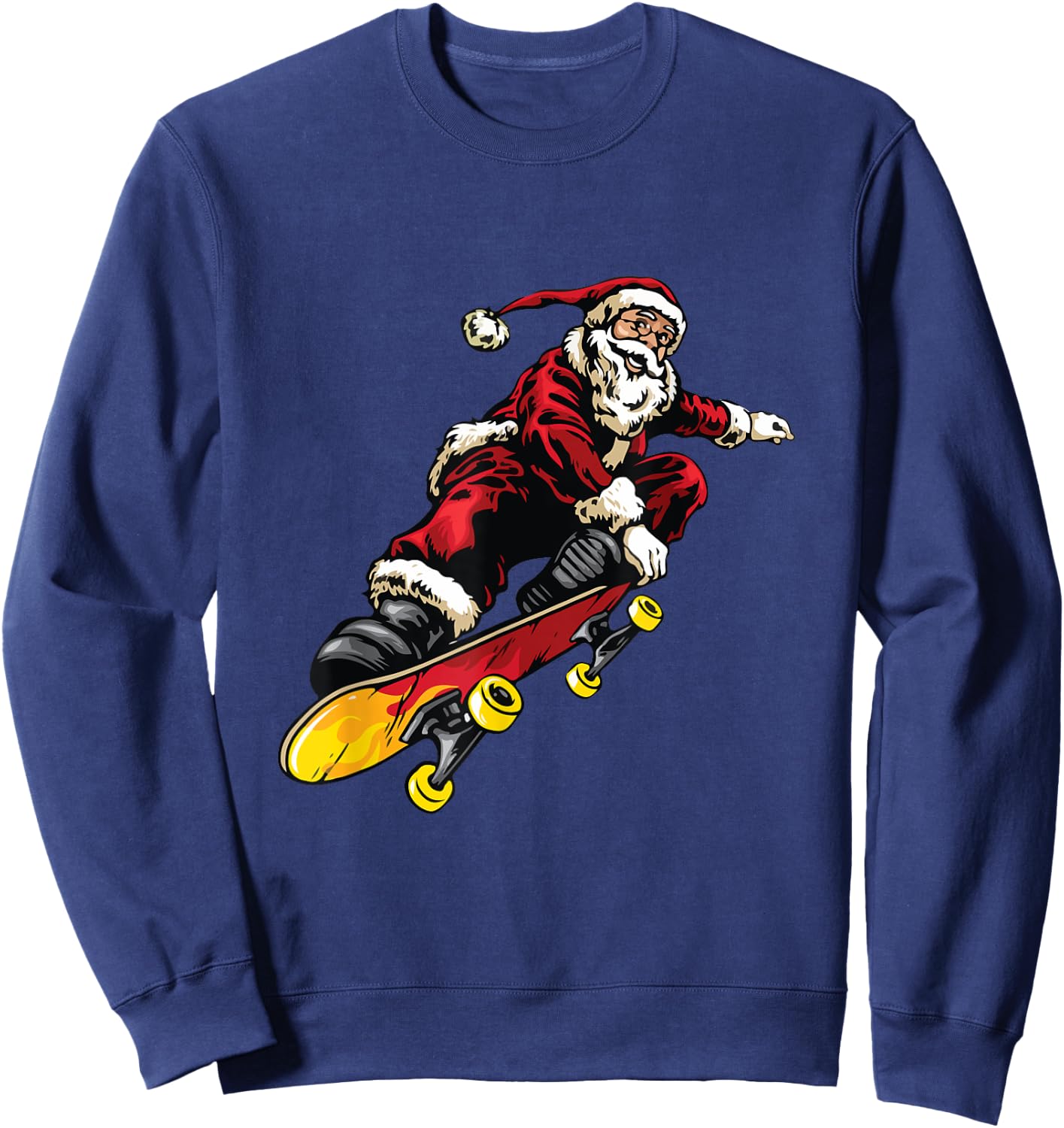 Santa Claus On Skateboard Funny Christmas Xmas Sweatshirt - Sweatshirt | Navy