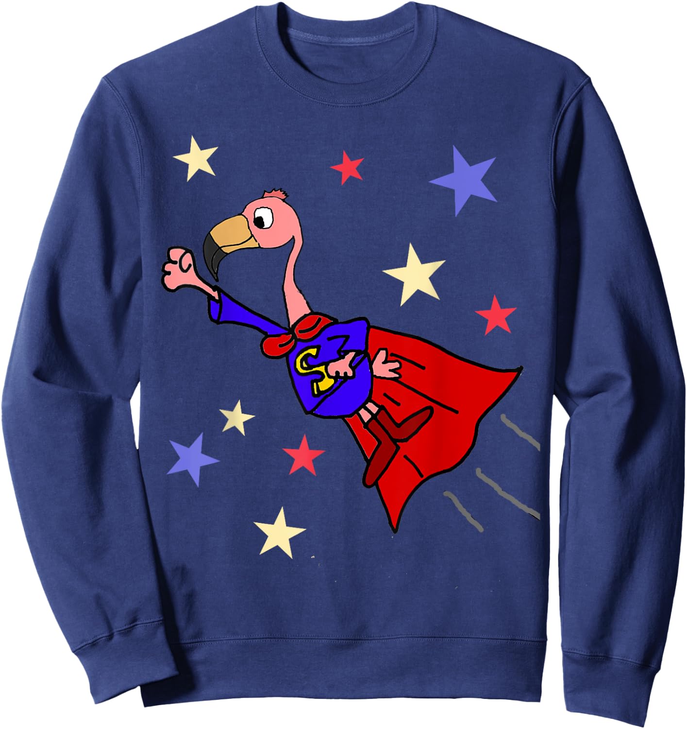 SmileteesFunny Funny Flamingo Flying Superhero Sweatshirt - Sweatshirt | Navy