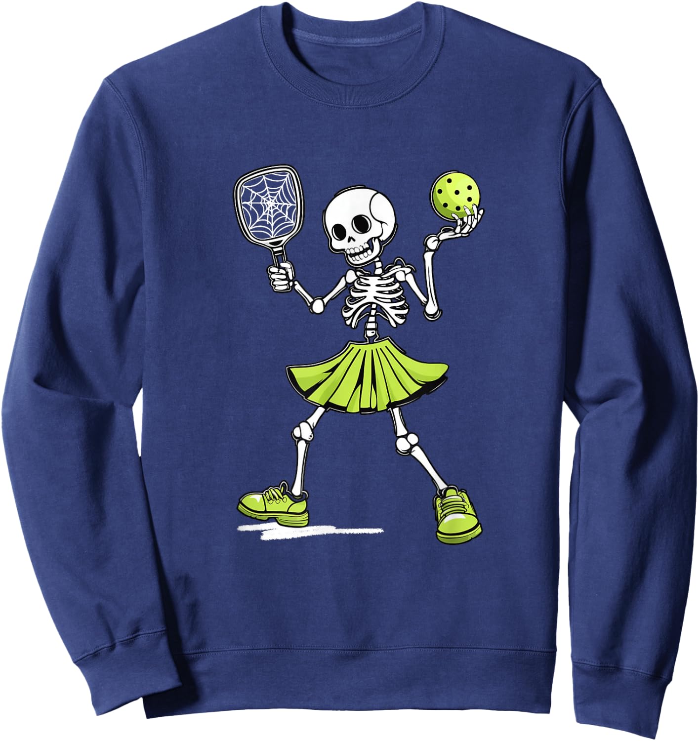 Spooky Pickleball Halloween Skeleton Costume Women Sweatshirt - Sweatshirt | Navy