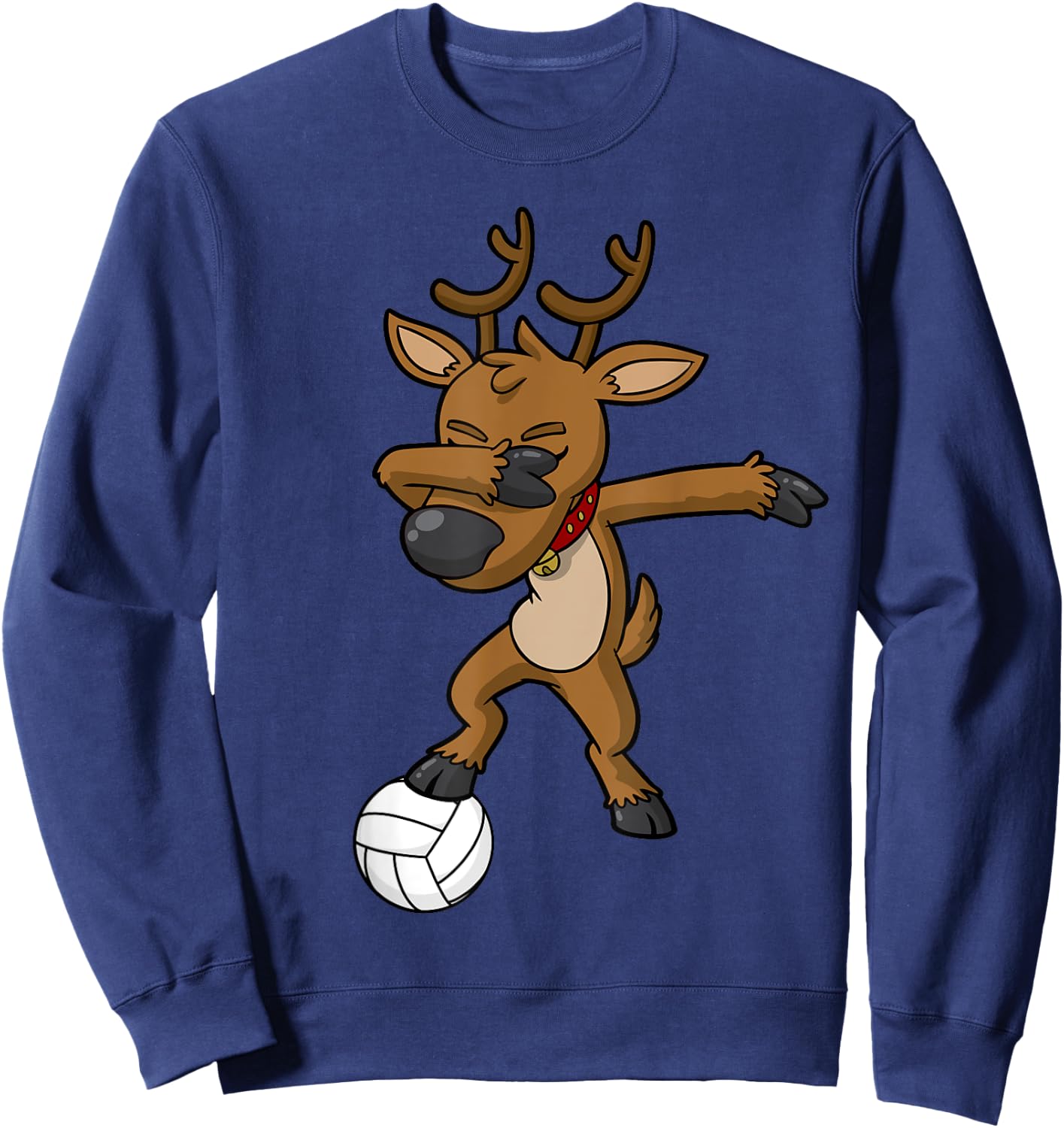 Volleyball Dabbing Reindeer Christmas Sweatshirt - Sweatshirt | Navy