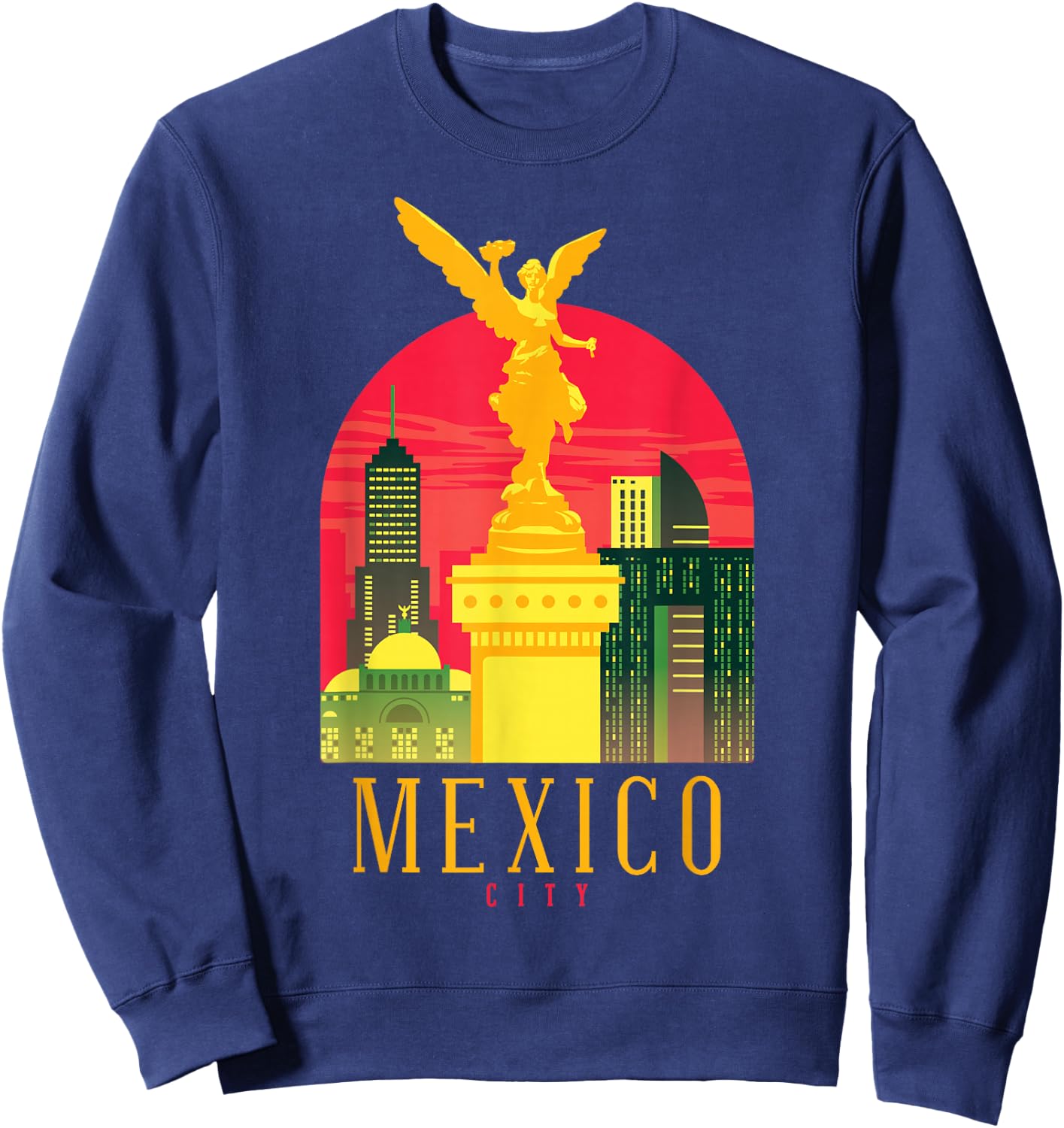 Mexico City Angel of Independence Statue Souvenir Sweatshirt - Sweatshirt | Navy