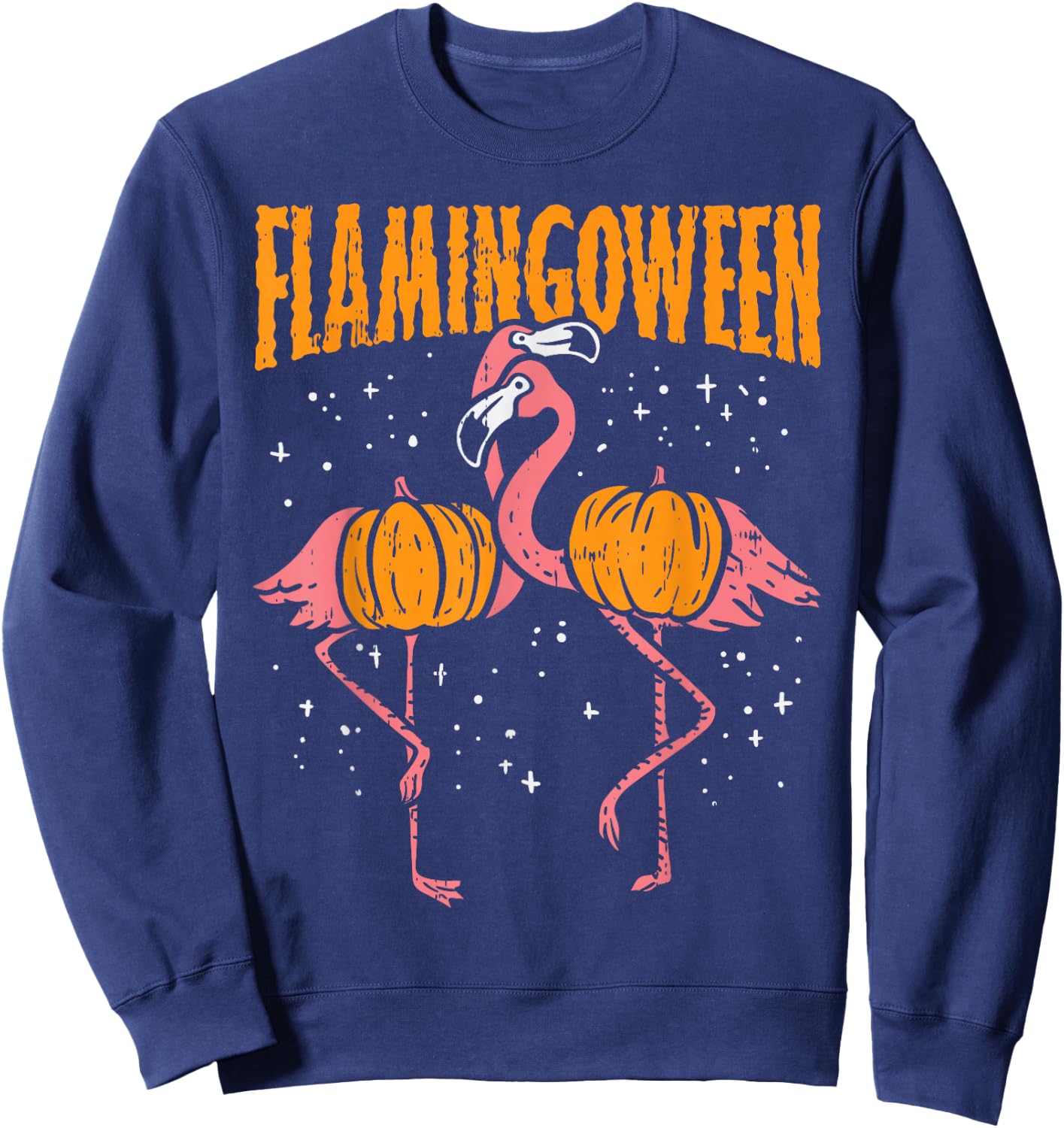 Flamingoween Pumpkin Flamingos Funny Bird Halloween Costume Sweatshirt - Sweatshirt | Navy