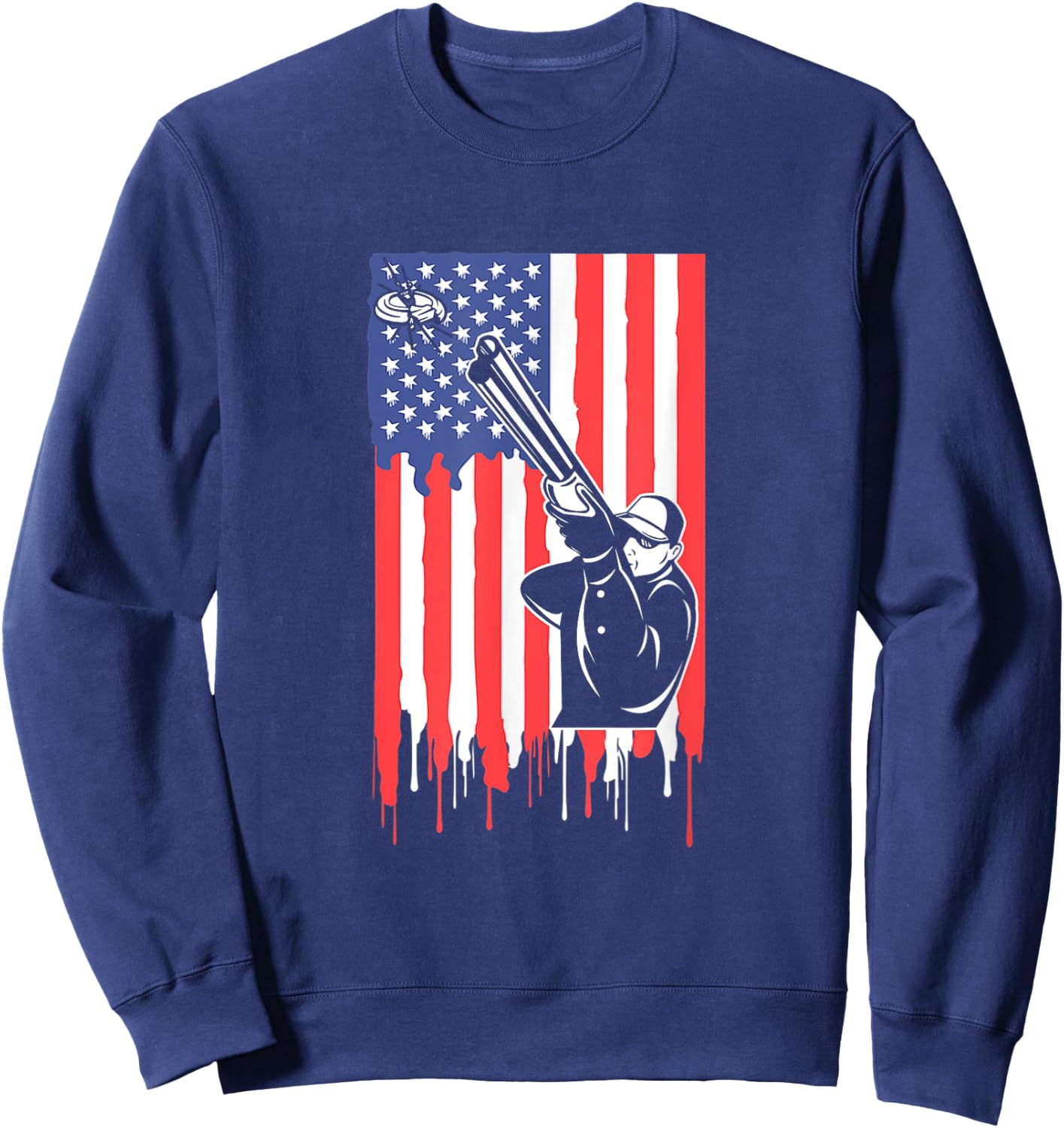 Trap Shooting USA Flag Shirt Proud Clay Shooting Skeet Shoot Kids Men Sweatshirt - Sweatshirt | Navy