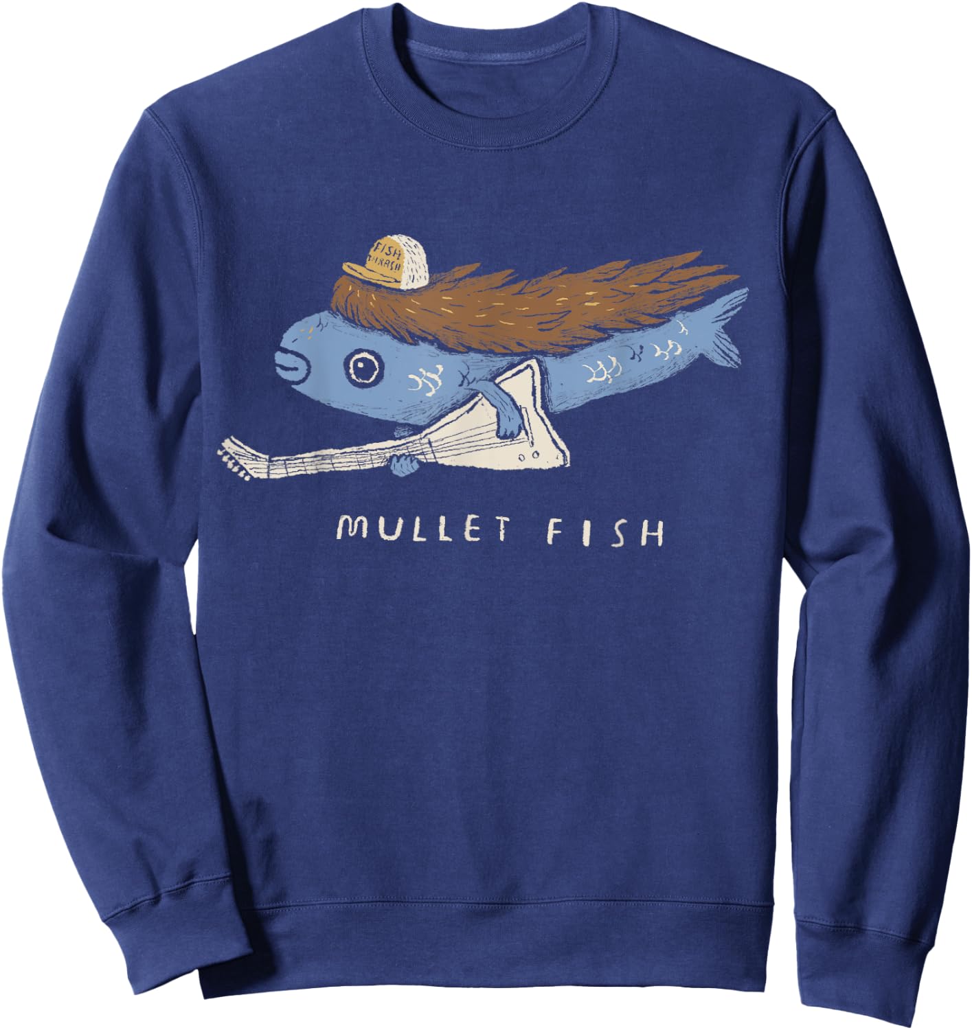 Funny Mullet Fish 80s Shirt. Heavy Metal. Fish . Sweatshirt - Sweatshirt | Navy
