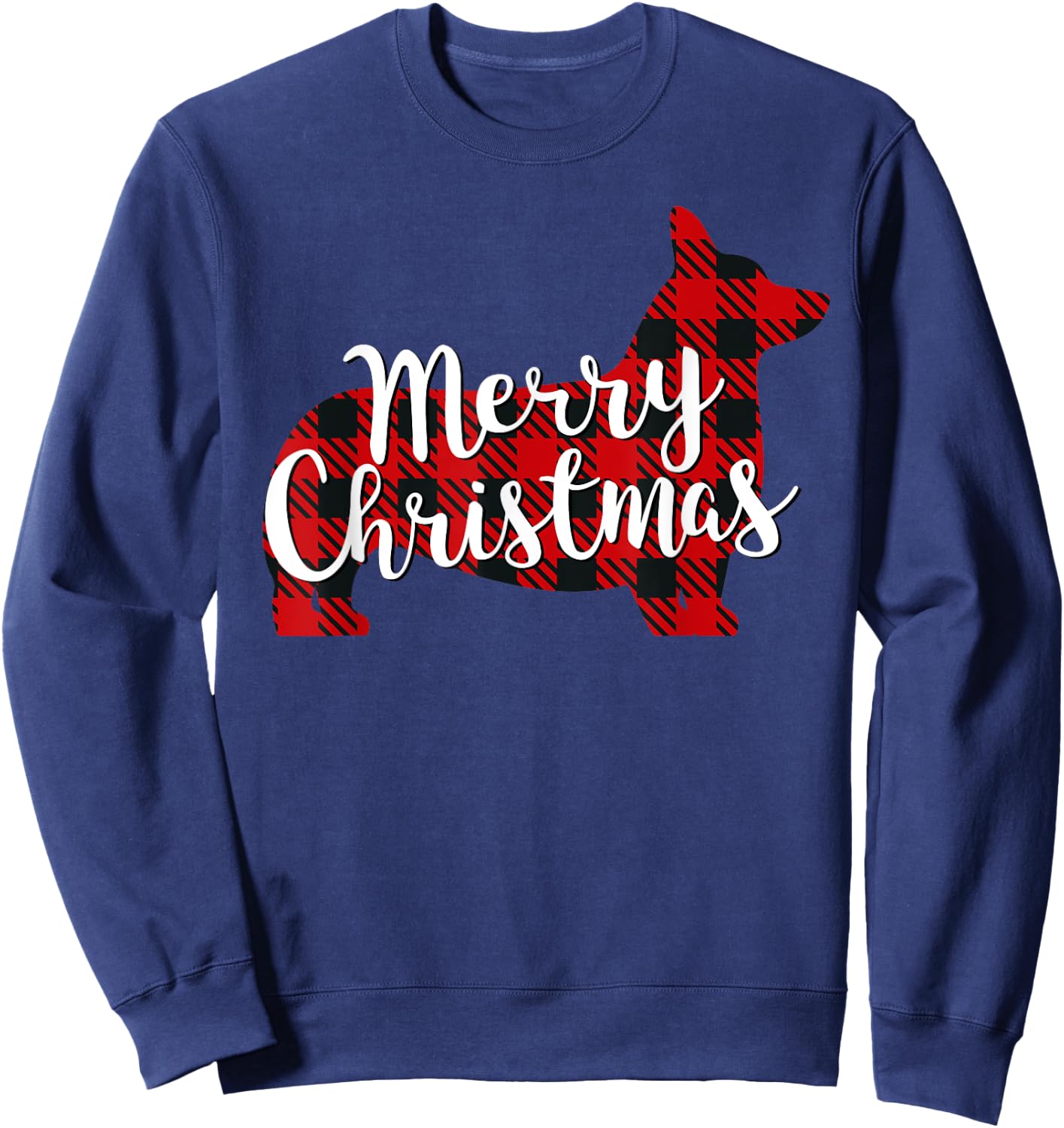 Corgi Christmas Dog Mom Dad Plaid Gift Men Women Girls Kids Sweatshirt - Sweatshirt | Navy