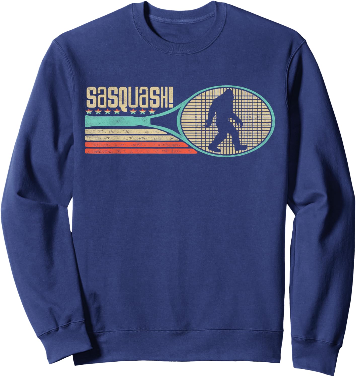 Sasquash! Funny Bigfoot Squash Player 80s Retro Sweatshirt - Sweatshirt | Navy