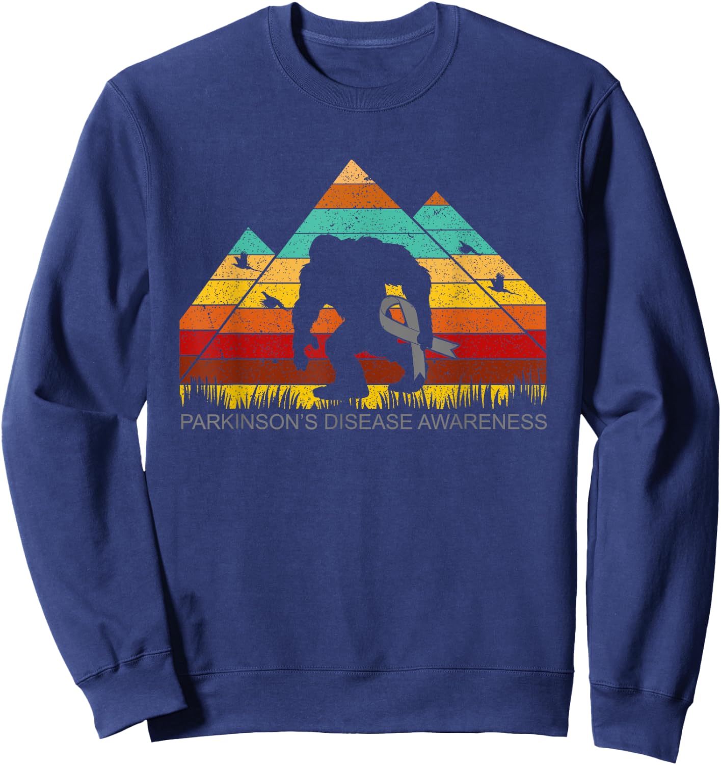 Bigfoot bring PARKINSON'S DISEASE ribbon funny Sweatshirt - Sweatshirt | Navy