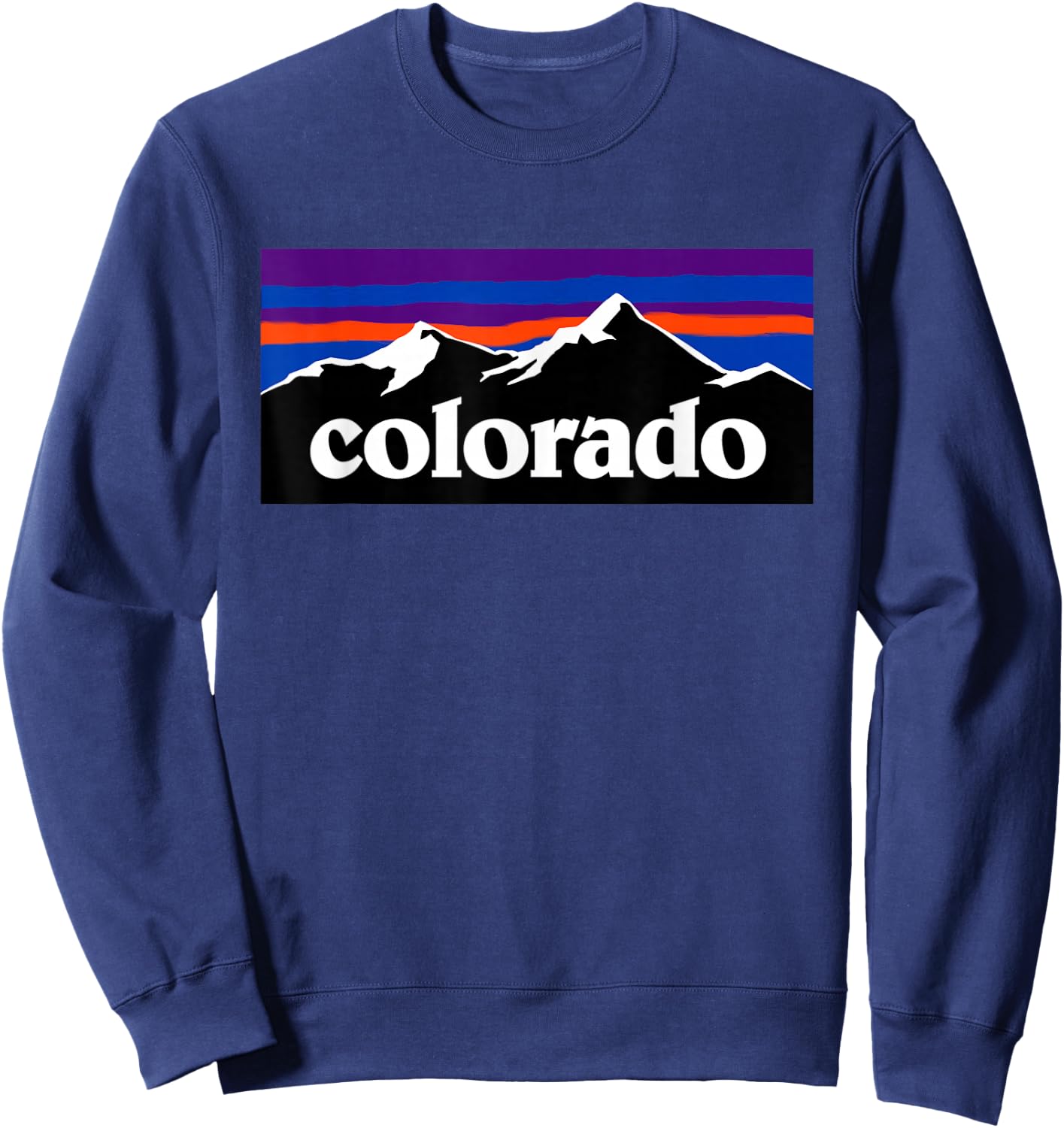 Colorado Mountains Sunset - Retro Outdoor Adventure Sweatshirt - Sweatshirt | Navy