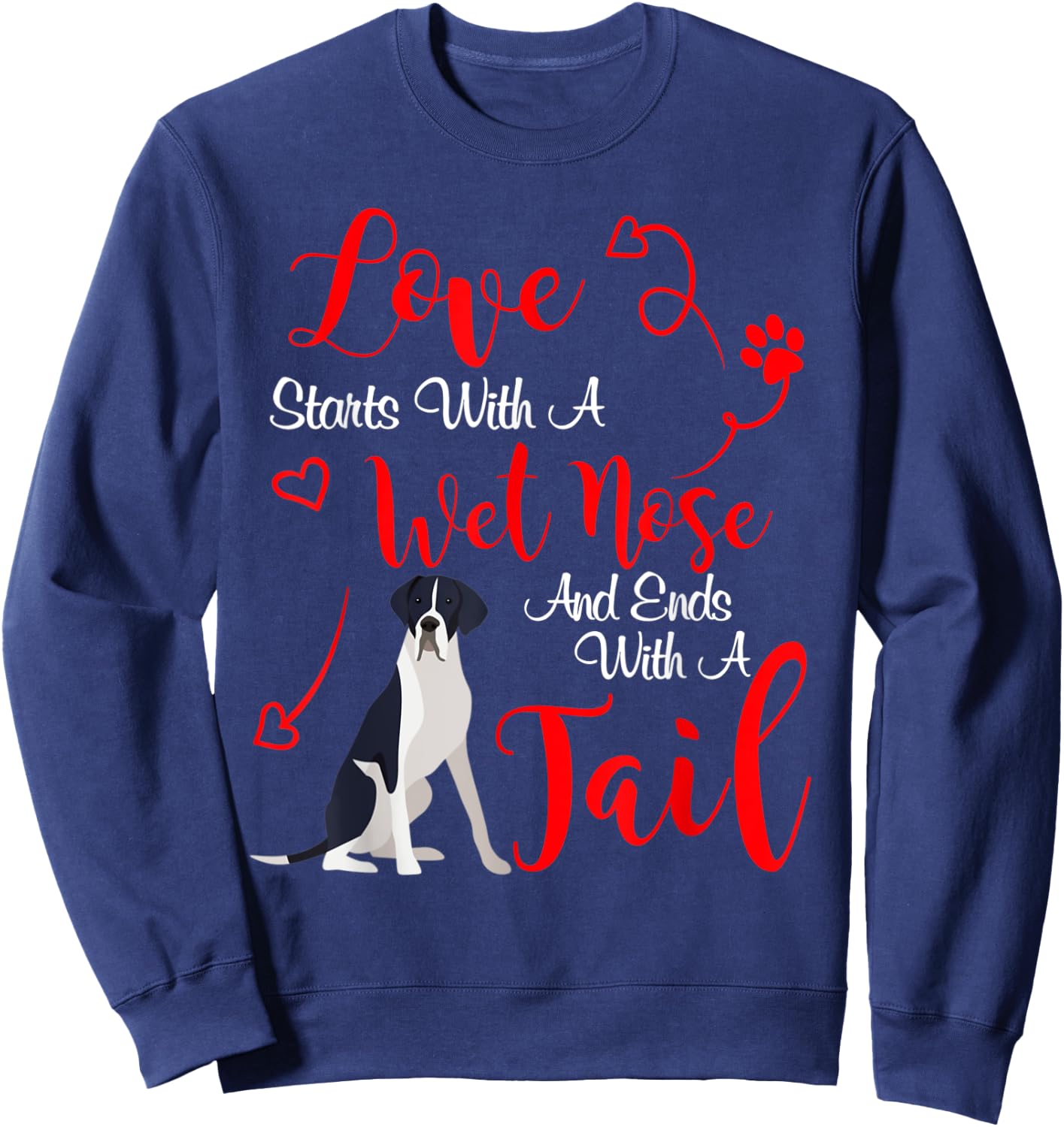 My Great Dane Dog Mantle Valentines Day Sweatshirt - Sweatshirt | Navy