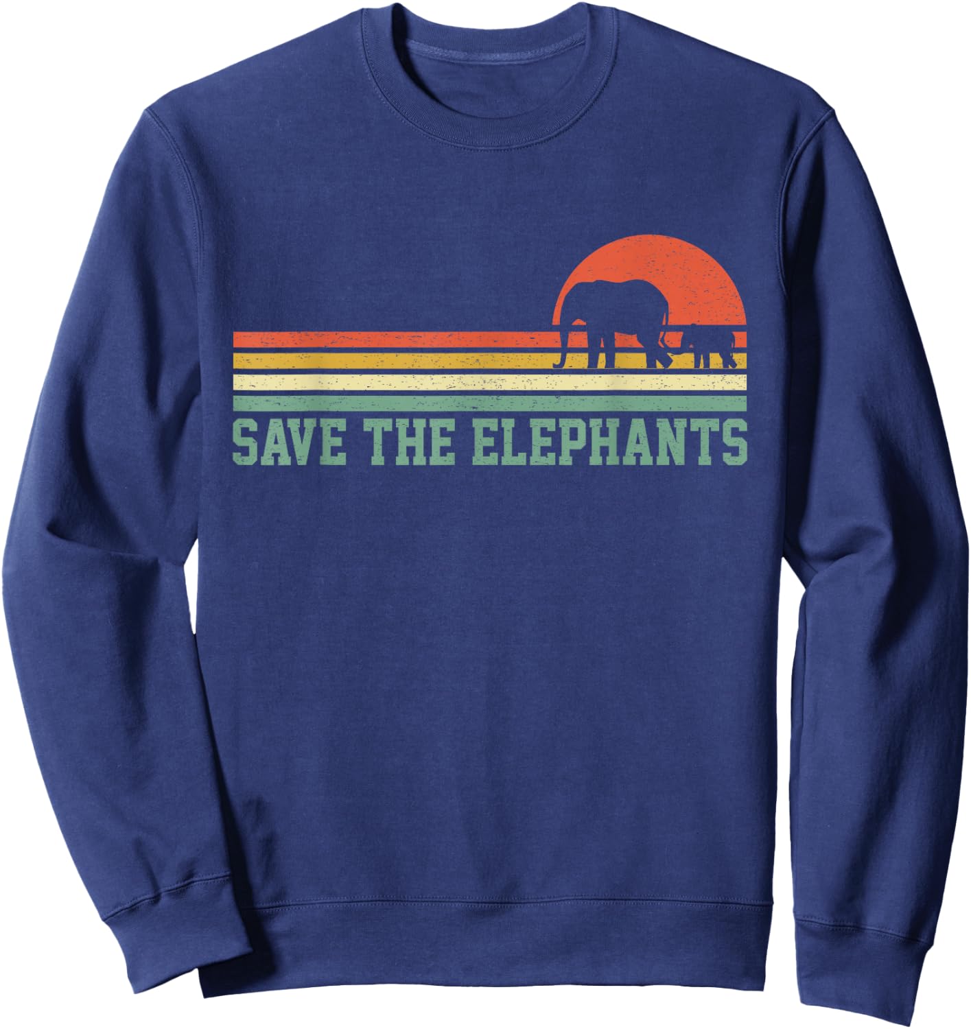 Vintage Save The Elephants T Shirt Gift Elephants Lovers Sweatshirt - Sweatshirt | Navy