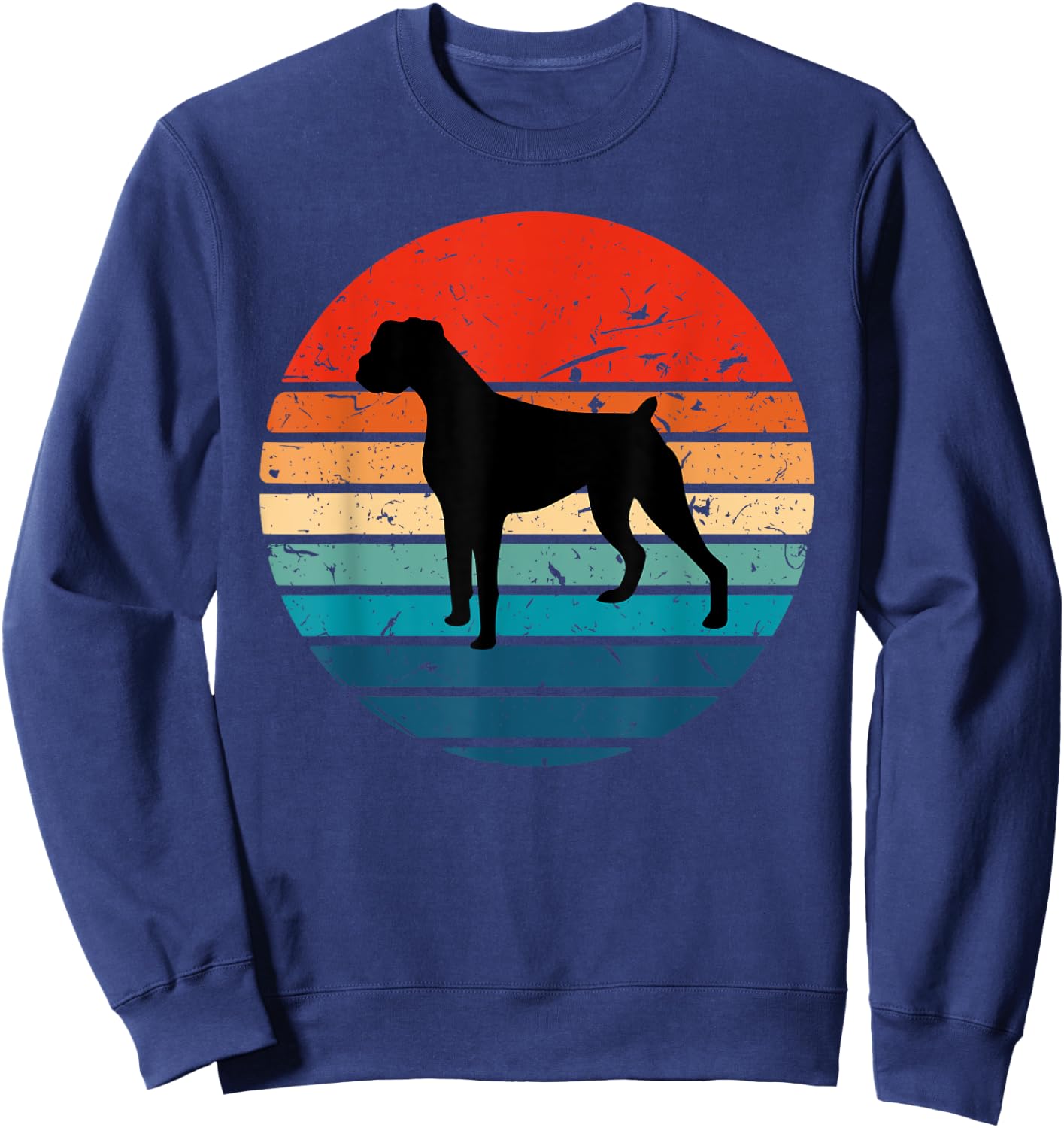 Boxer Dog Retro Vintage 70s 80s Silhouette Breed Gift Sweatshirt - Sweatshirt | Navy