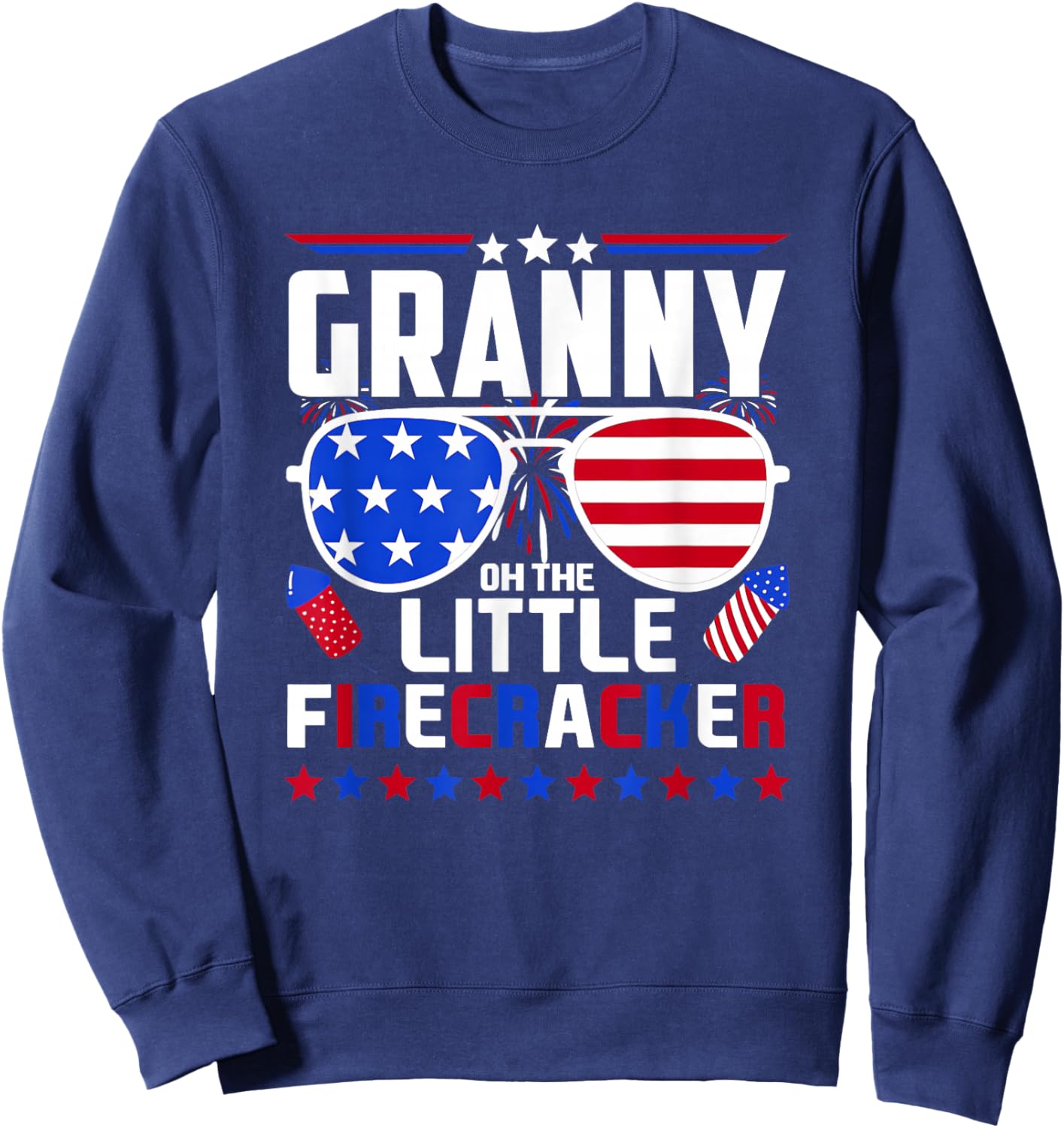 Granny of The Little Firecracker Fourth of July Birthday Sweatshirt - Sweatshirt | Navy