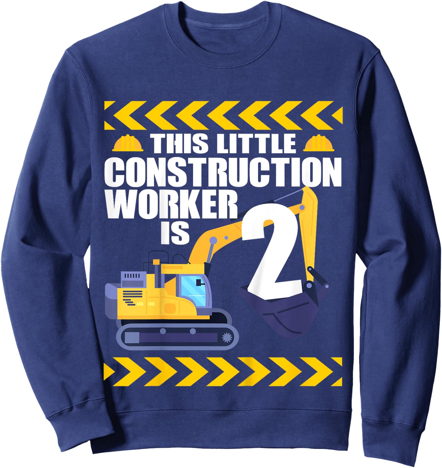 Kids 2 Year Old Construction Birthday Themed Party 2nd Boy Gift Sweatshirt - Sweatshirt | Navy