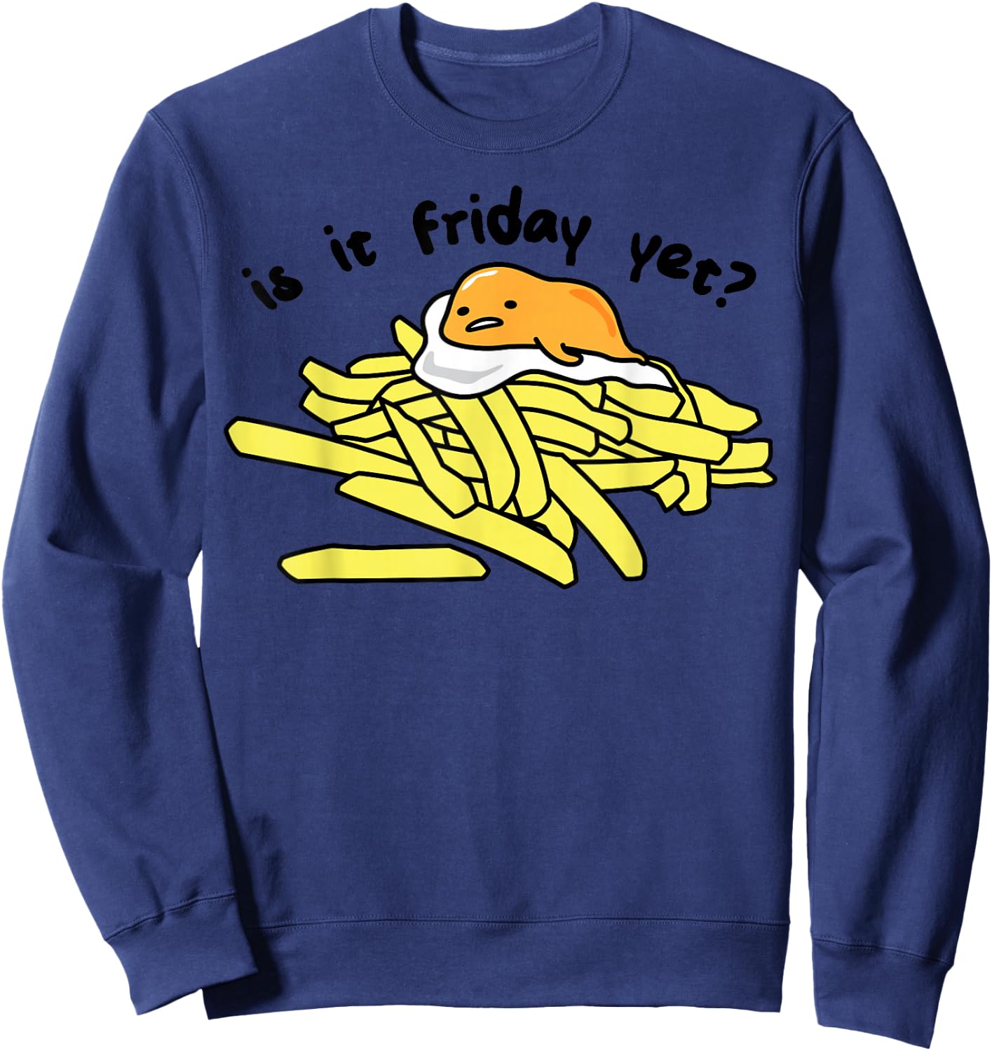 Gudetama The Lazy Egg is It Friday Yet? Small Sweatshirt - Sweatshirt | Navy