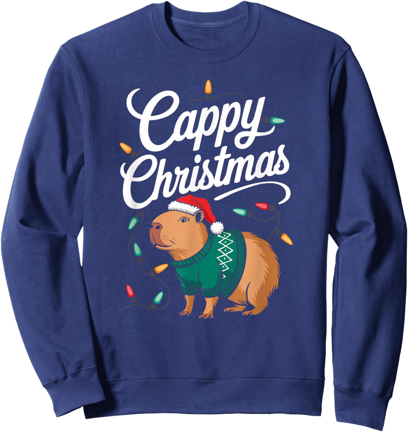 Cappy Christmas Capybara Santa Happy Xmas Men Women Kids Sweatshirt - Sweatshirt | Navy